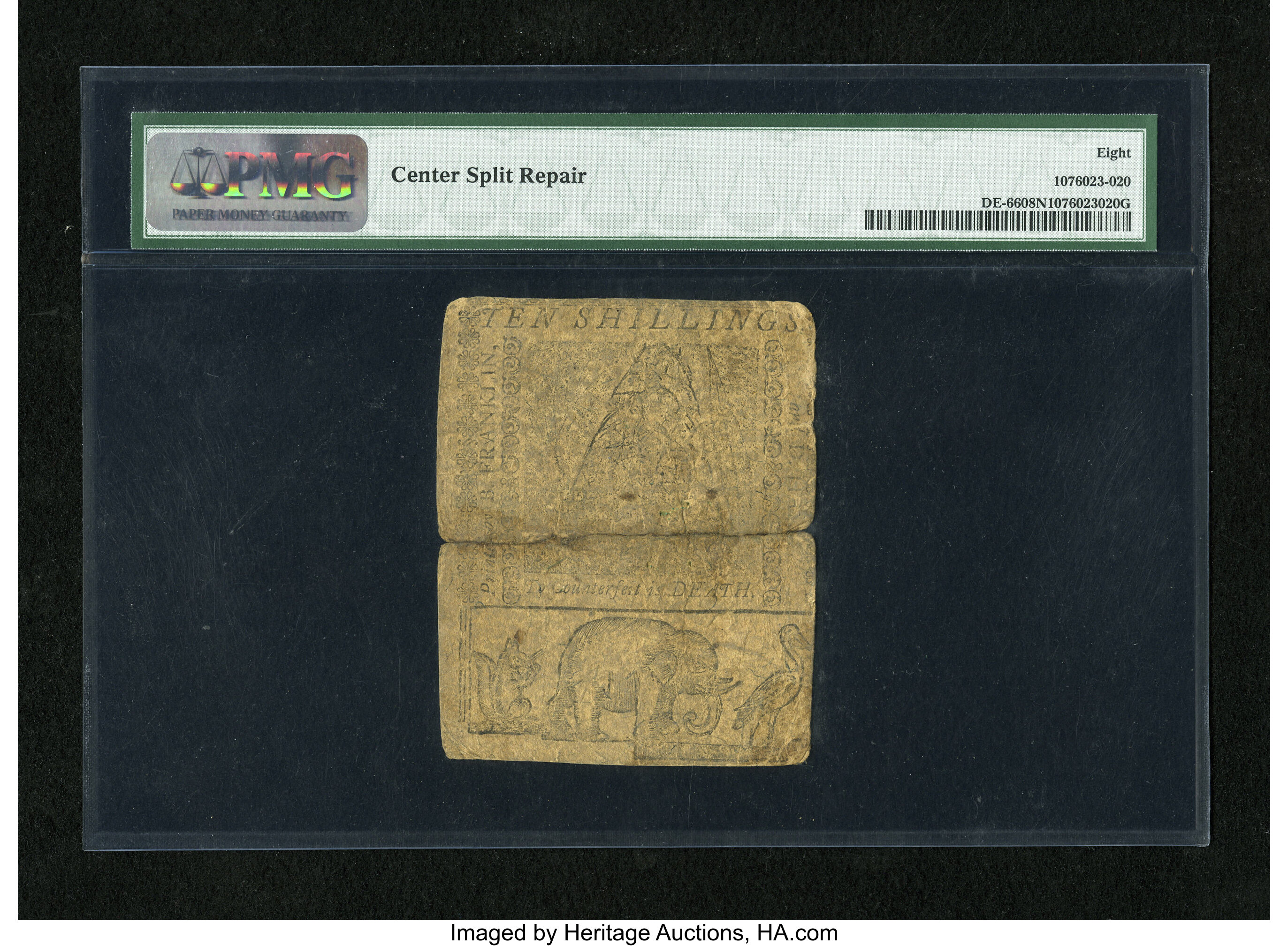 image for: Delaware June 1, 1759 10s PMG Very Good 8 Net....