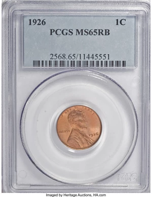 image for: 1926 1C MS65 Red and Brown PCGS. PCGS Population (28/3). NGC Census: (24/5). Mintage: 157,088,000. Numismedia Wsl. Price fo...