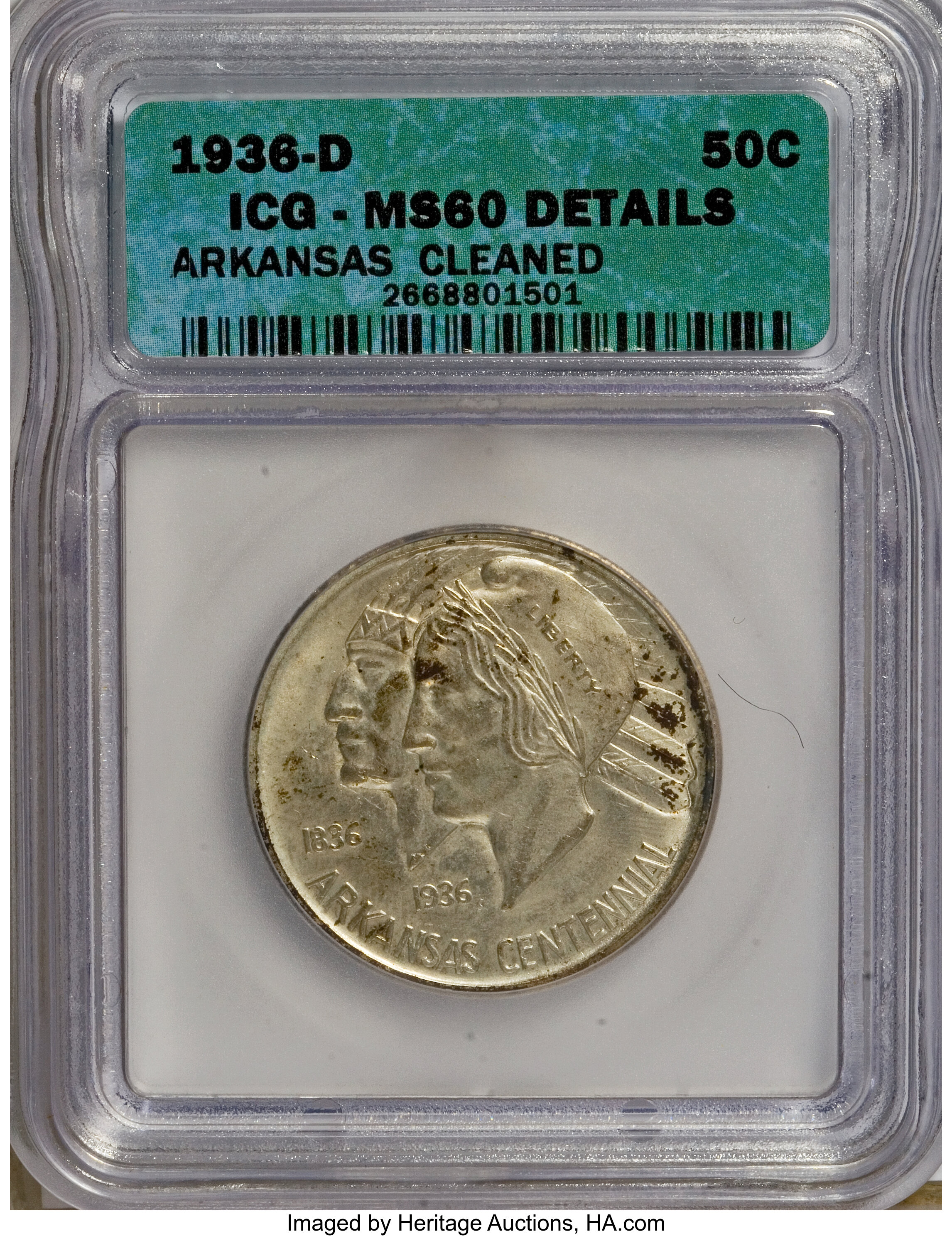 1936-D 50c Arkansas XF40 CAC thumbnail 5