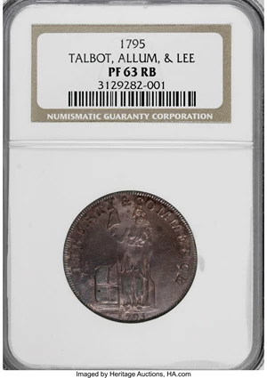 image for: 1795 Cent Talbot, Allum & Lee Cent PR63 Red and Brown NGC....