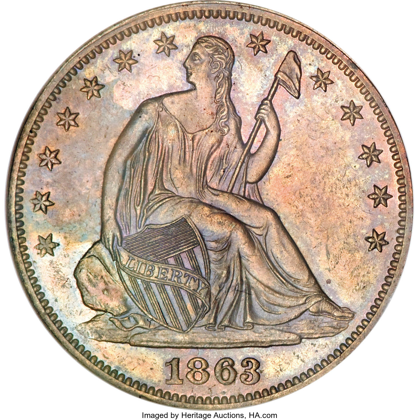 image for: 1863 50C Half Dollar, Judd-341, Pollock-413, R.5, PR63 Brown NGC....