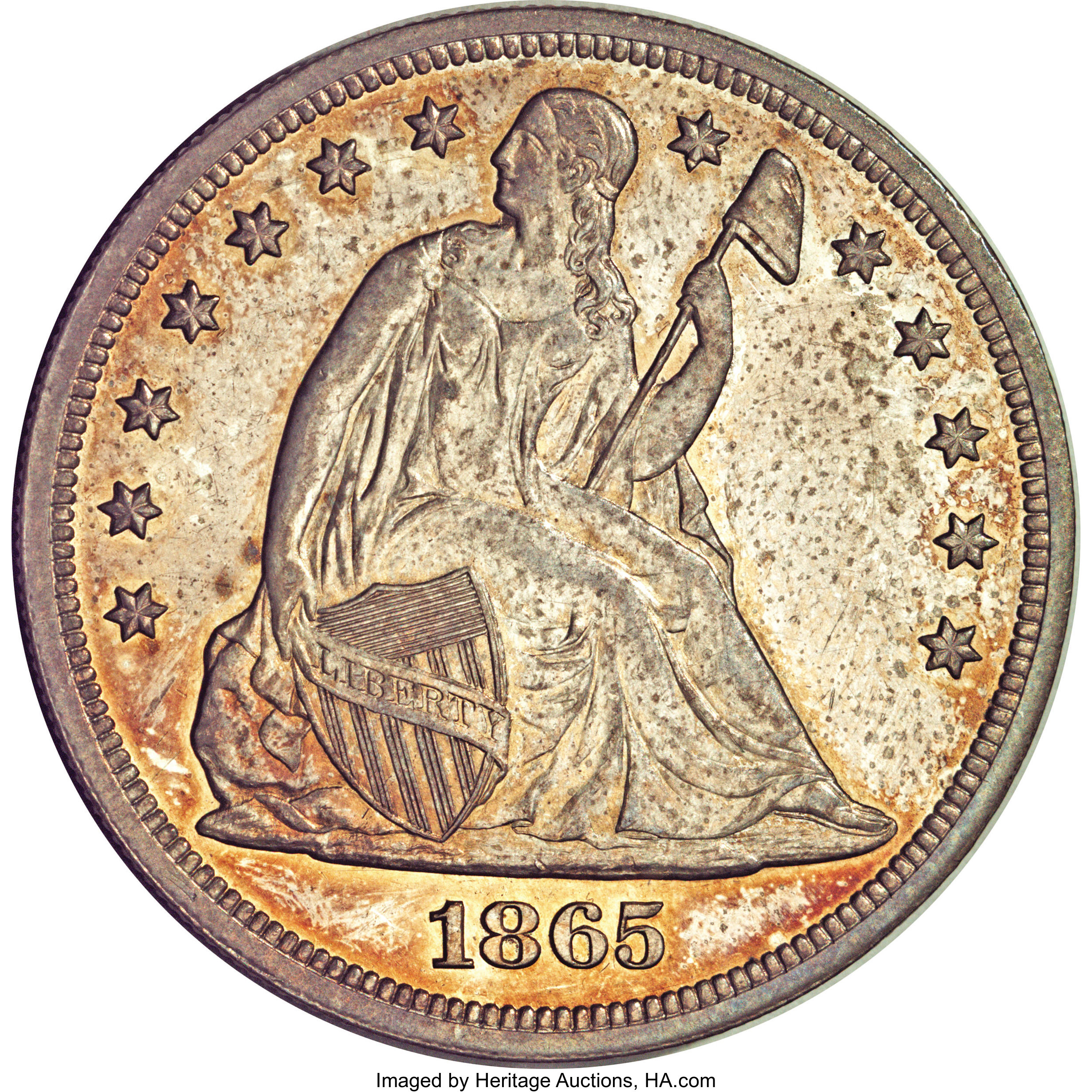 image for: 1865 $1 Dollar, Judd-434, Pollock-507, Low R.7, PR63 NGC....