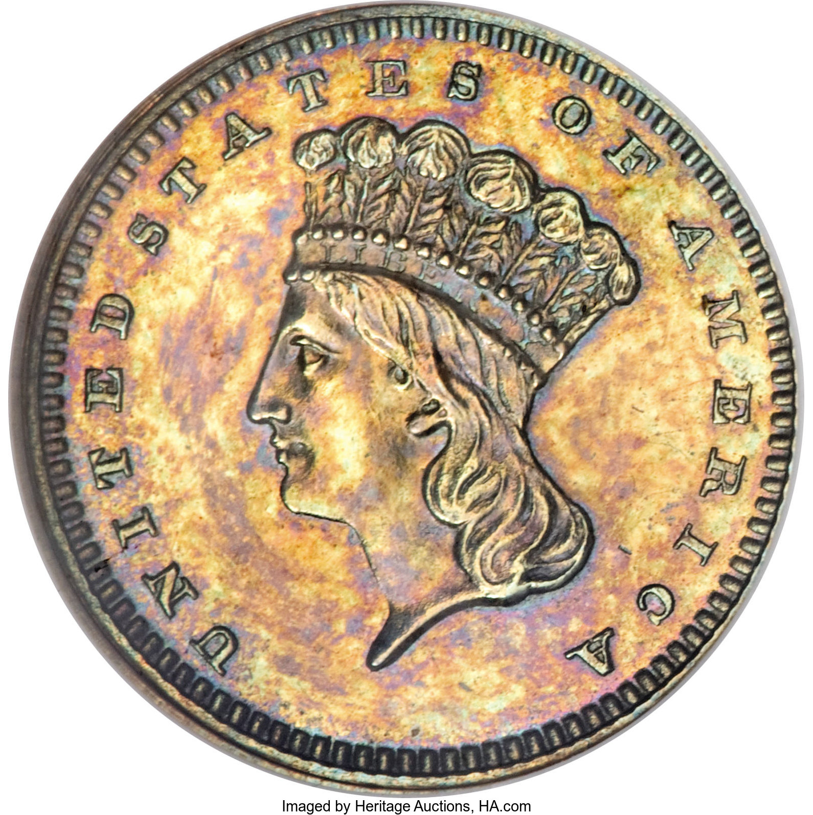 image for: 1865 G$1 Gold Dollar, Judd-438, Pollock-511, Low R.7, PR62 Brown NGC....