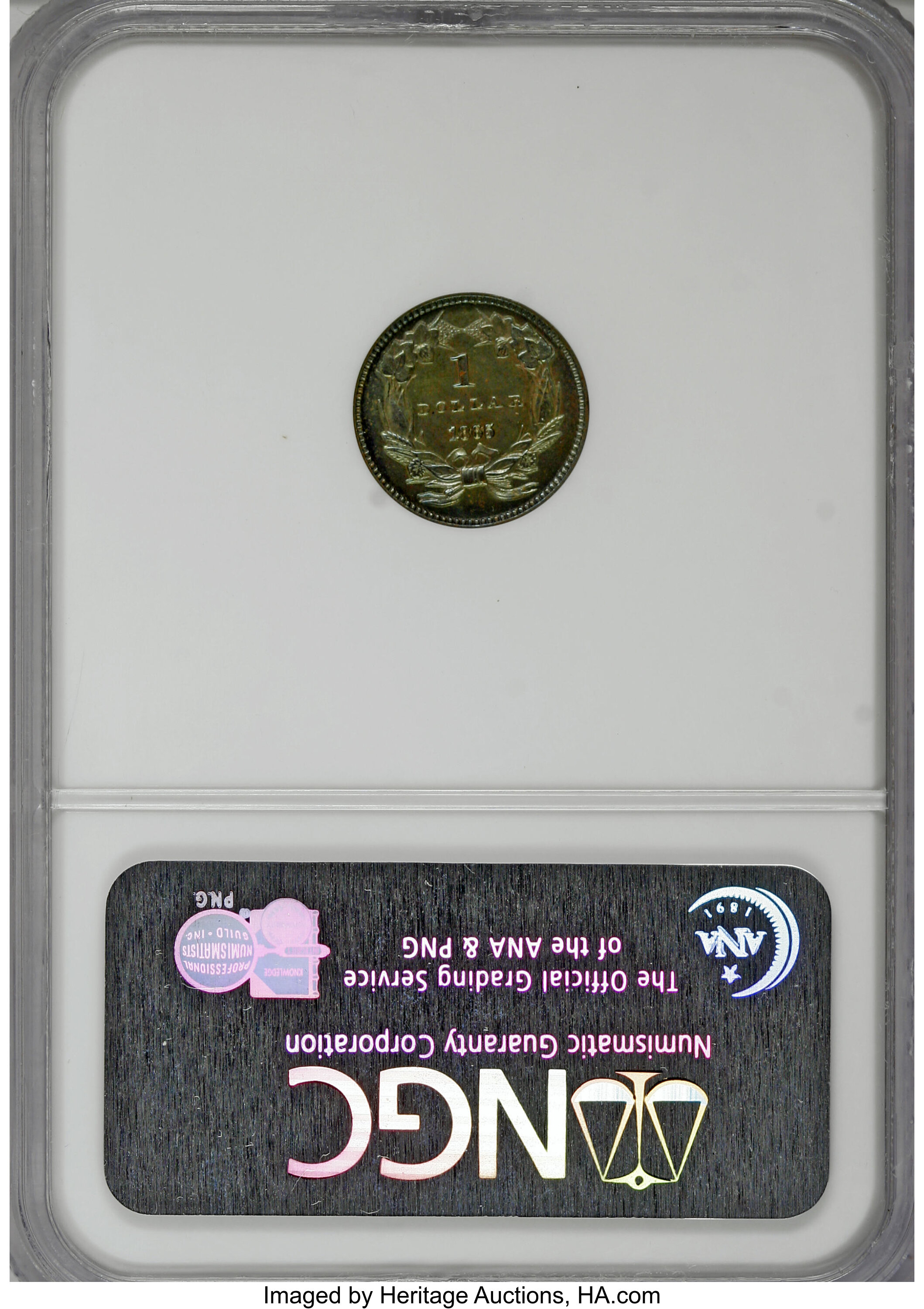 image for: 1865 G$1 Gold Dollar, Judd-438, Pollock-511, Low R.7, PR62 Brown NGC....