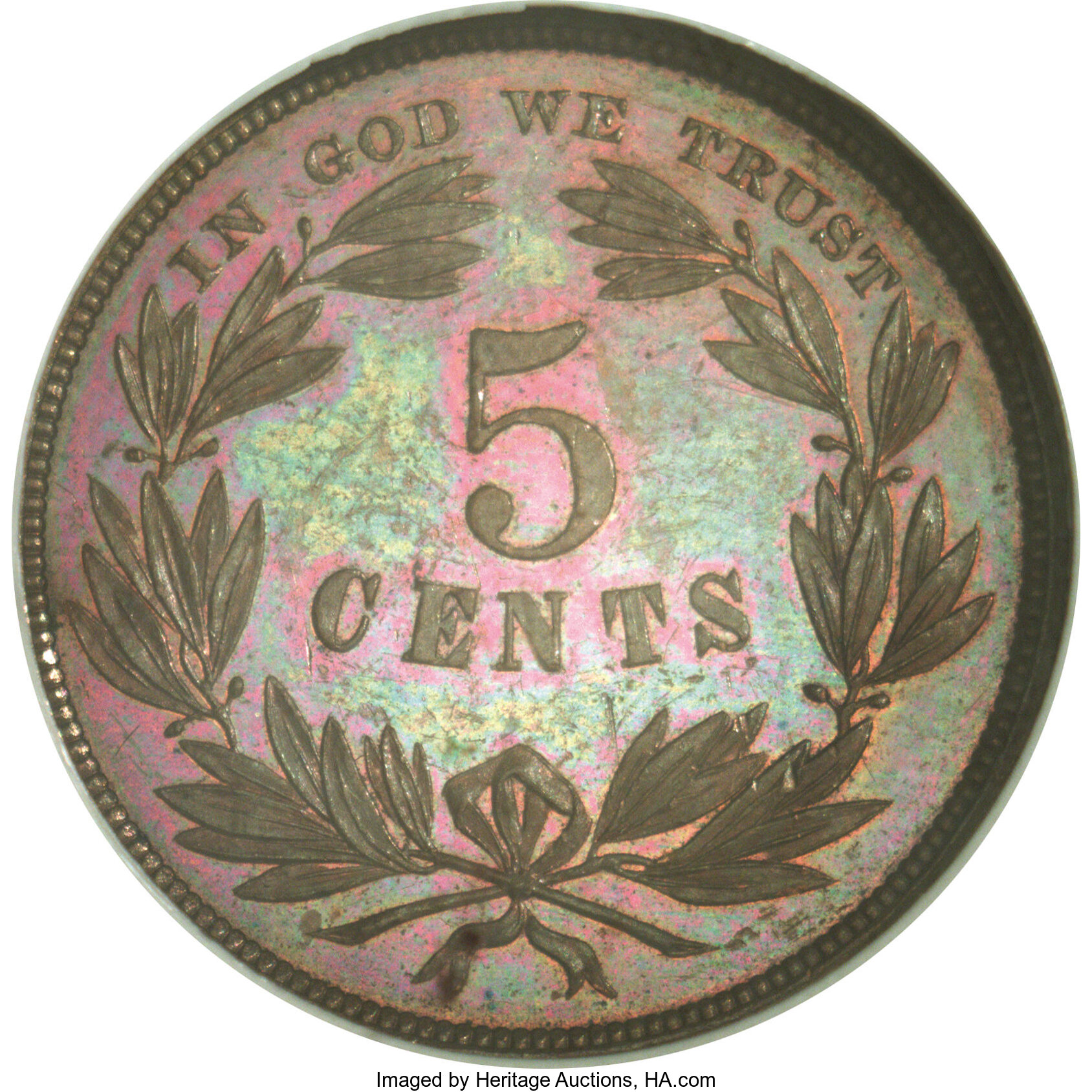 image for: 1866 5C Five Cents, Judd-462, Pollock-536, Low R.7, PR63 Brown NGC....