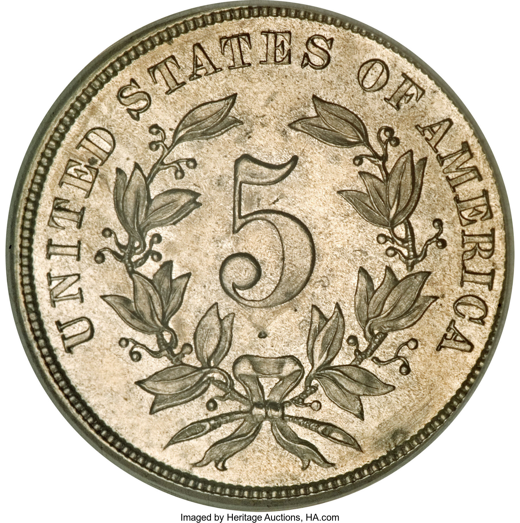 image for: 1866 5C Five Cents, Judd-481, Pollock-571, Low R.7--Spot Removed--NCS. Proof....