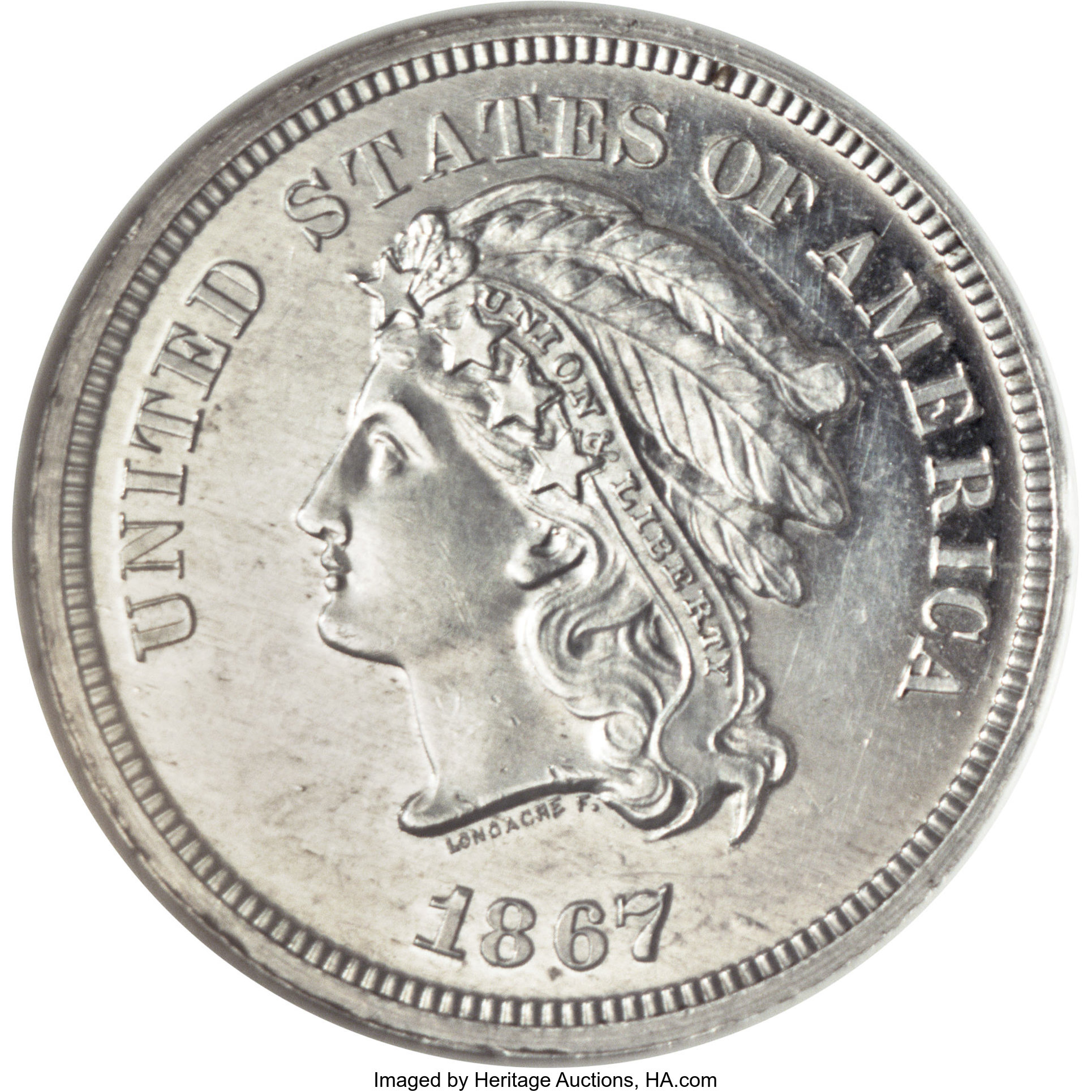 image for: 1867 5C Five Cents, Judd-561, Pollock-622, R.5, PR64 NGC....