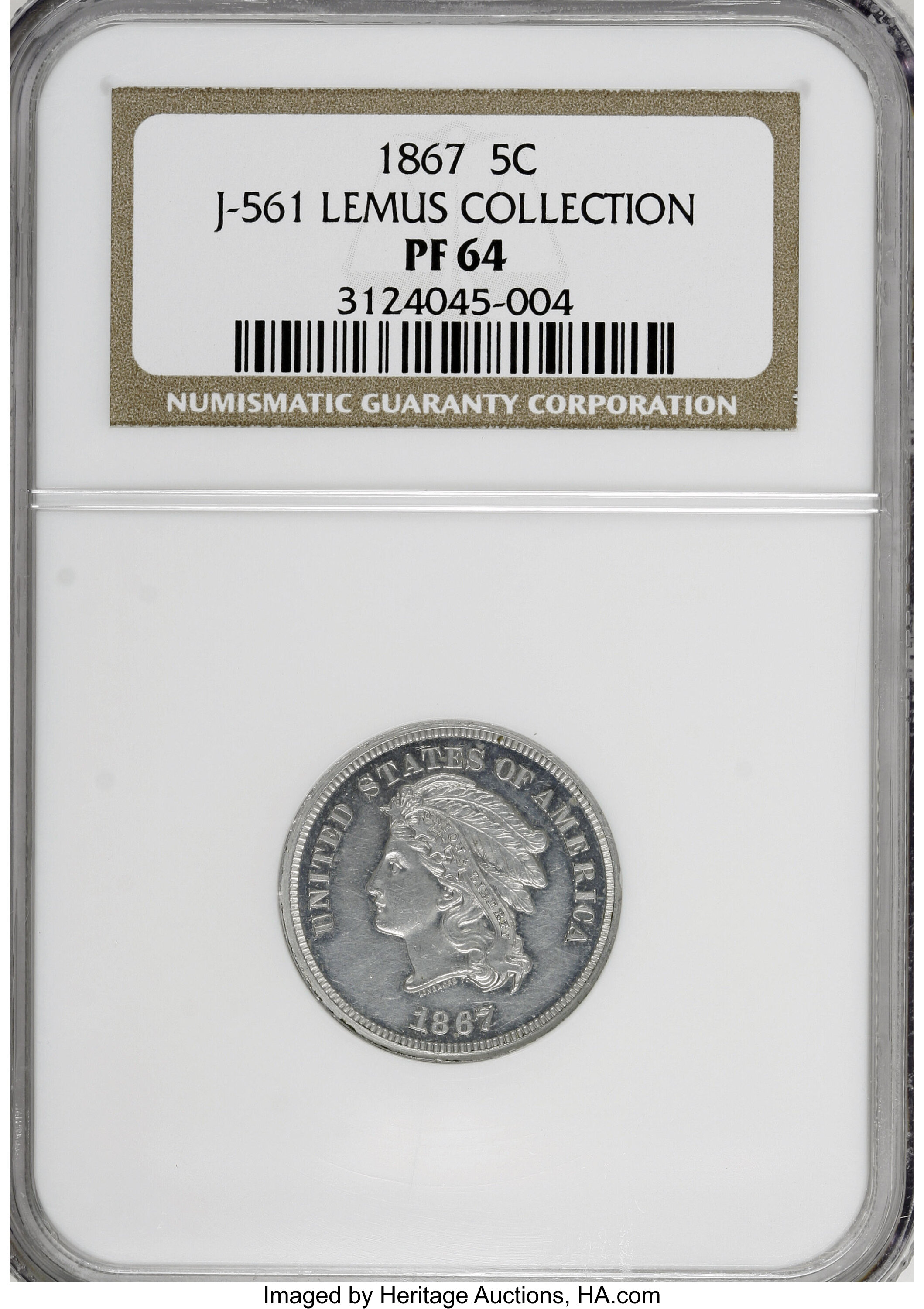 image for: 1867 5C Five Cents, Judd-561, Pollock-622, R.5, PR64 NGC....