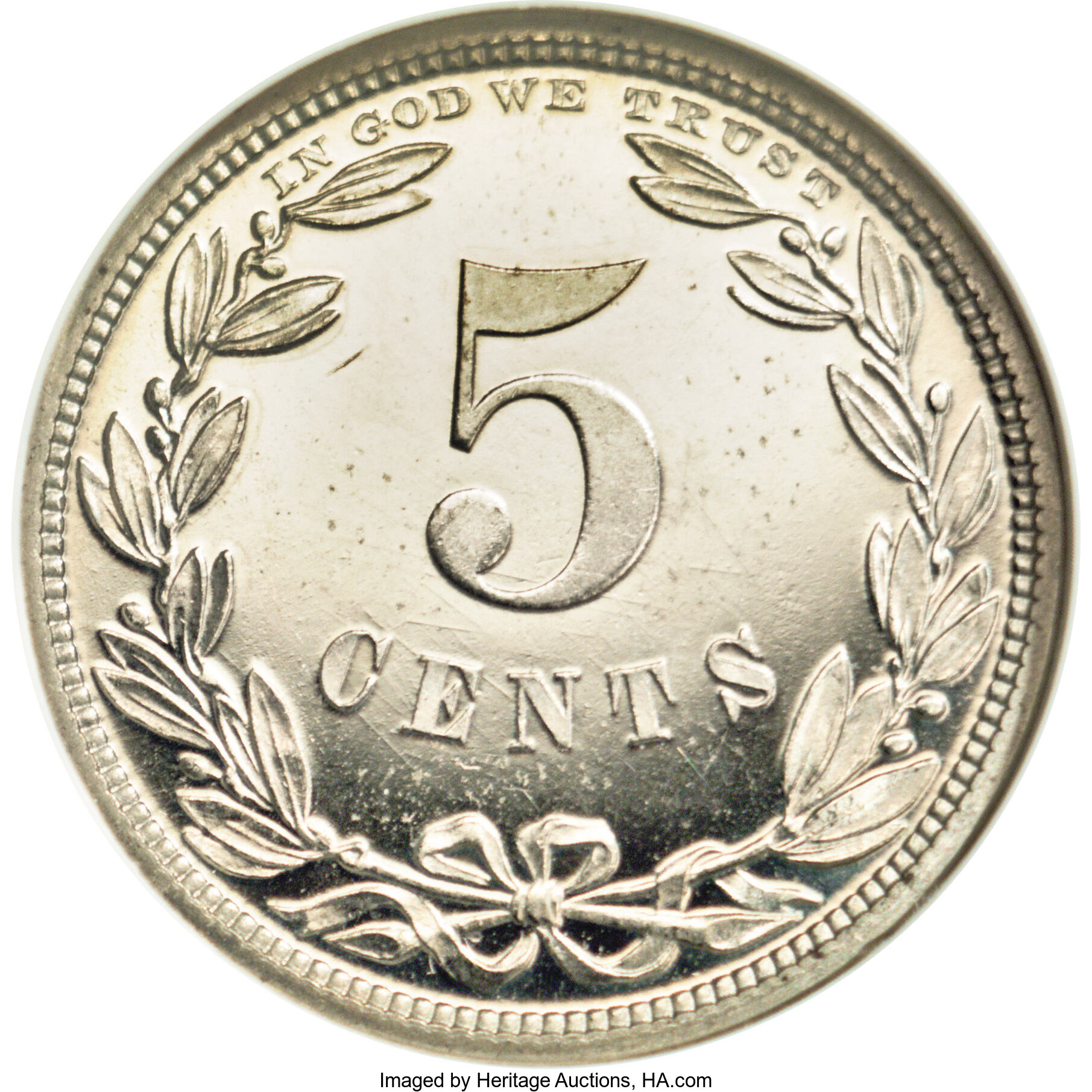 image for: 1867 5C Five Cents, Judd-570, Pollock-638, R.5, PR65 Ultra Cameo NGC....