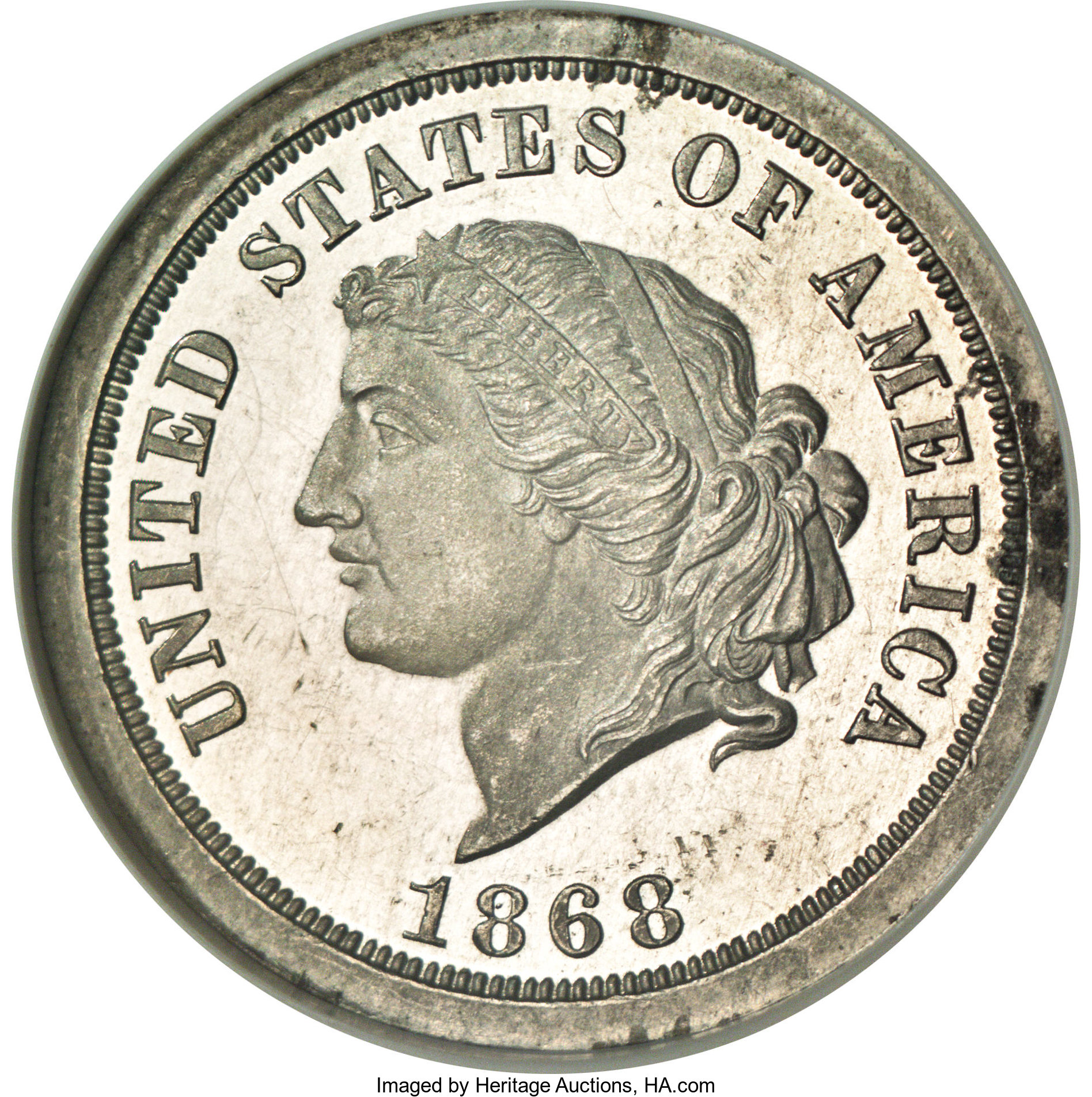 image for: 1868 $5 Dual Denomination $5-25 Francs, Judd-659, Pollock-732, Low R.7, PR63 Cameo NGC....