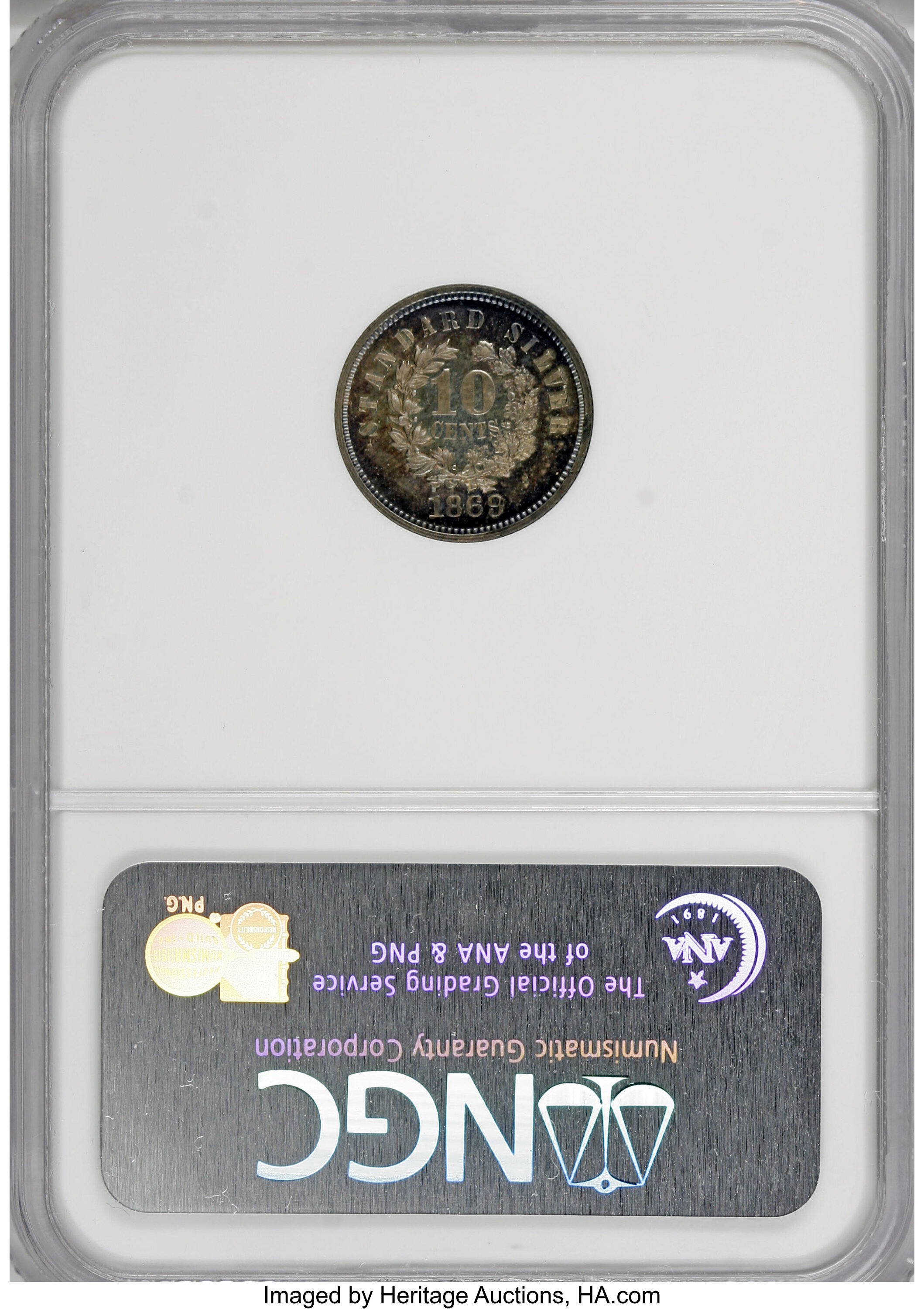 image for: 1869 10C Standard Silver Ten Cents, Judd-696, Pollock-775, R.5, PR64 NGC....