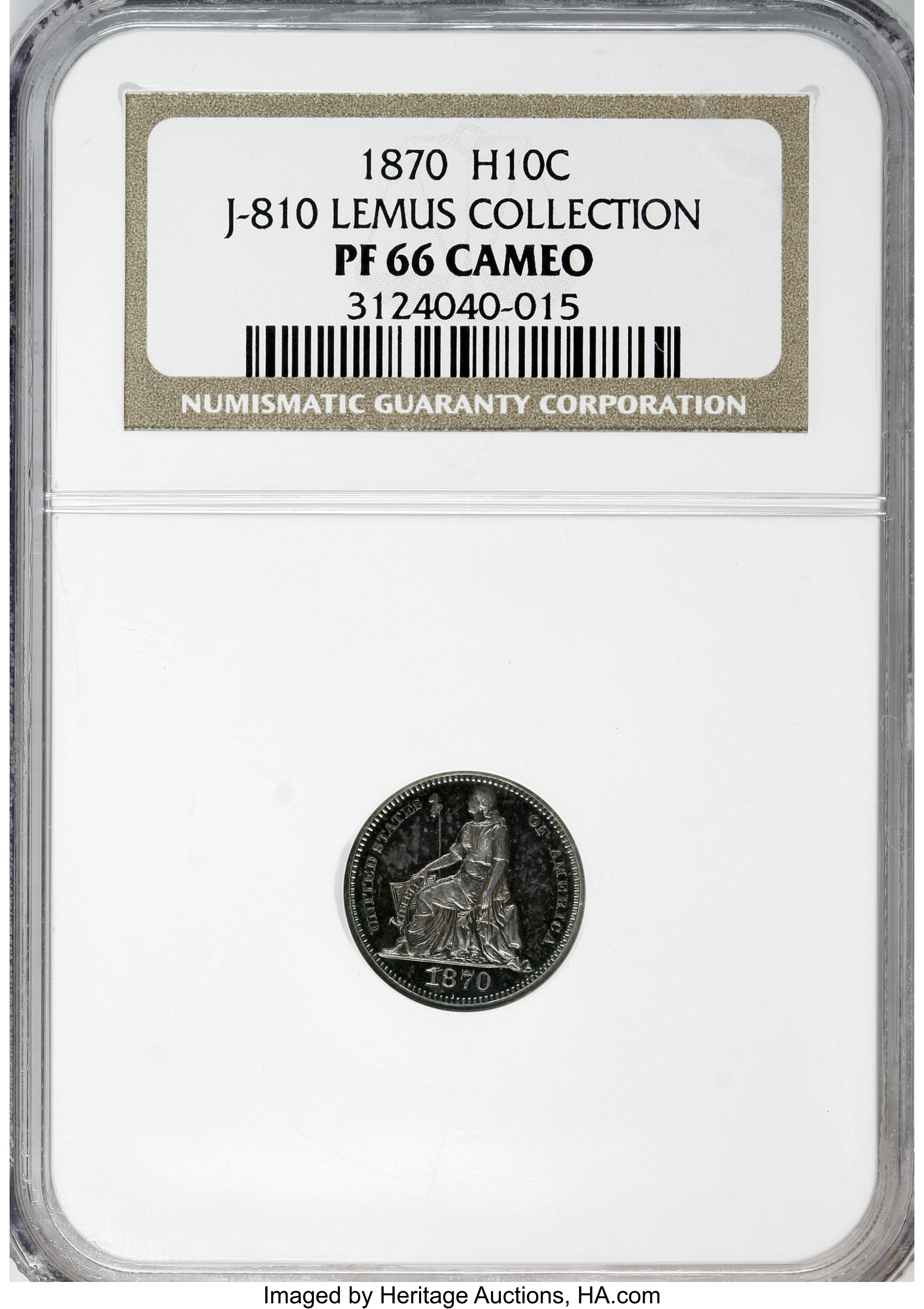 image for: 1870 H10C Standard Silver Half Dime, Judd-810, Pollock-898, High R.7, PR66 Cameo NGC....