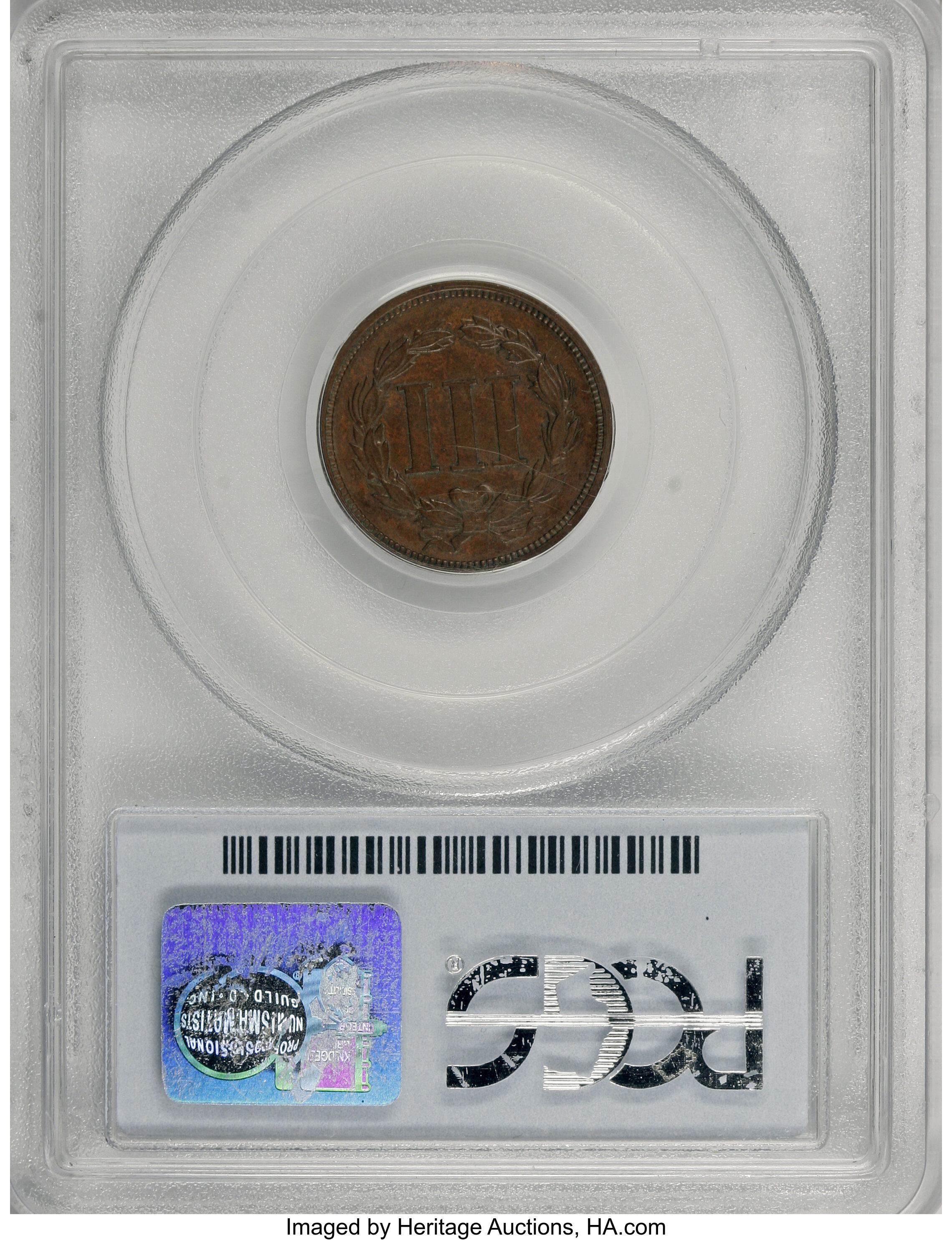 image for: 1868 3C Three Cent Nickel, Judd-619, Pollock-688, Low R.7, PR63 Brown PCGS....