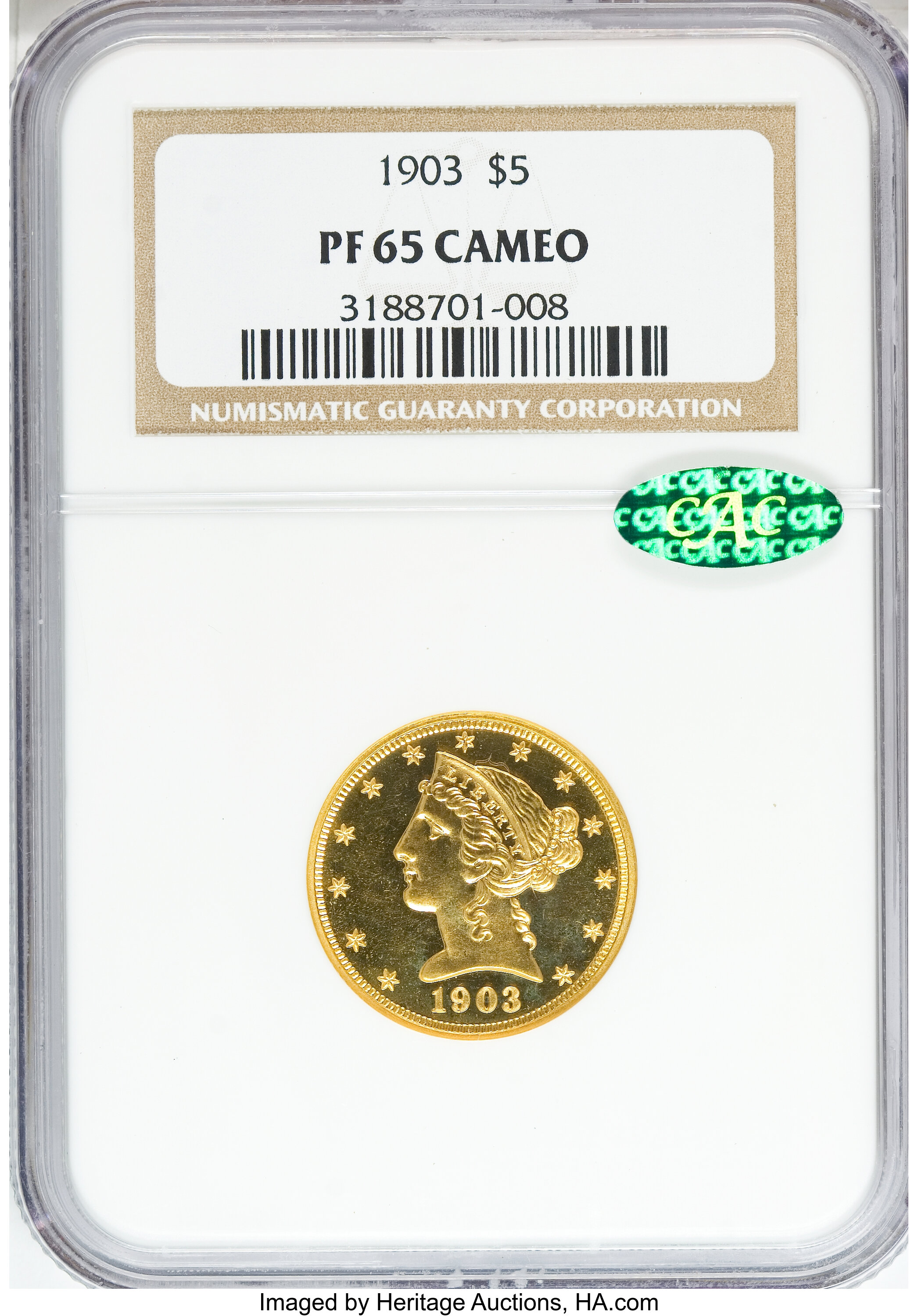image for: 1903 $5 PR65 Cameo NGC. CAC....