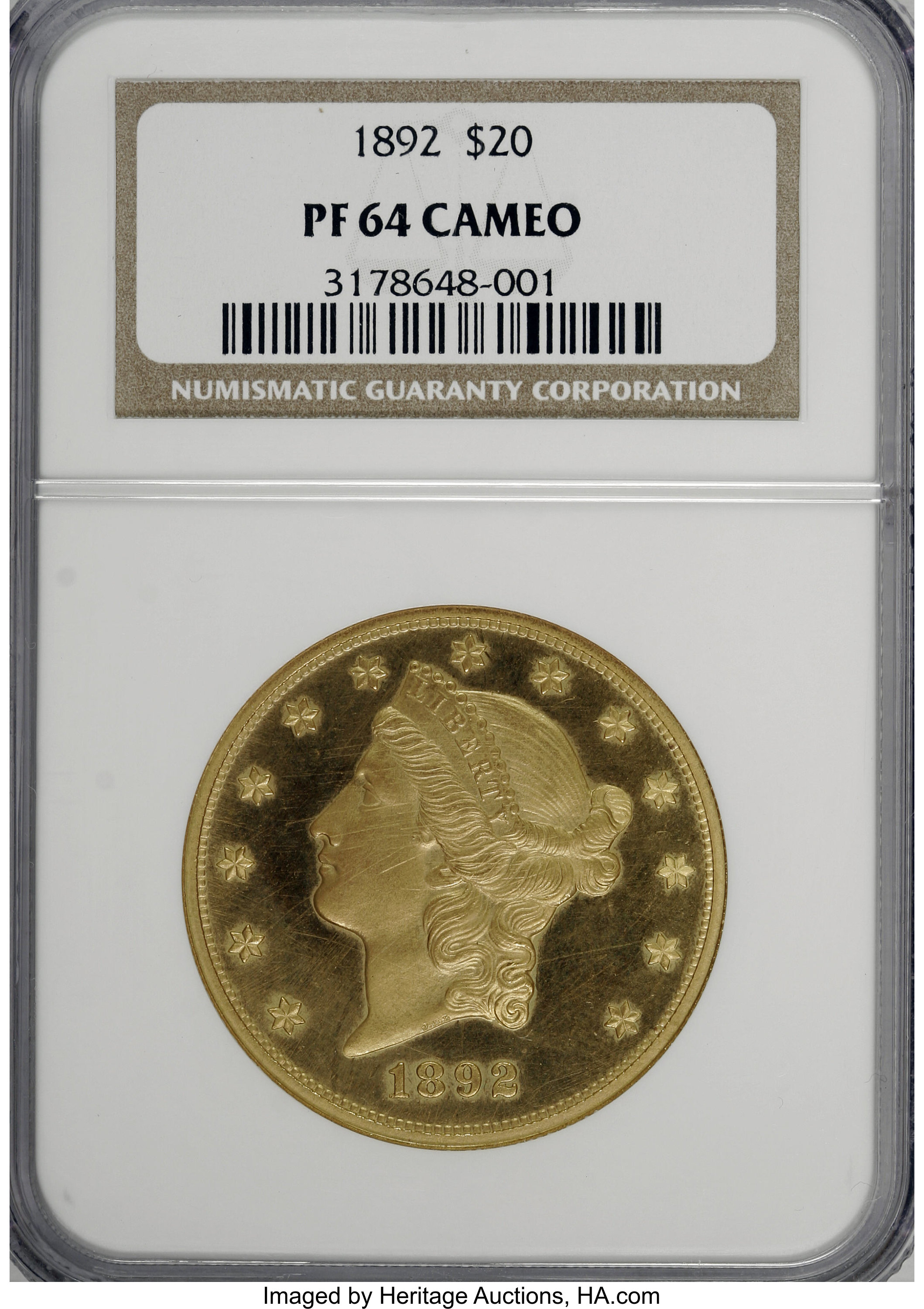 image for: 1892 $20 PR64 Cameo NGC....