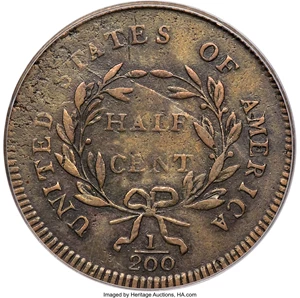 image for: 1795 1/2 C Plain Edge, No Pole, Thin Planchet, C-5a, B-5a, R.3, VF35 PCGS....