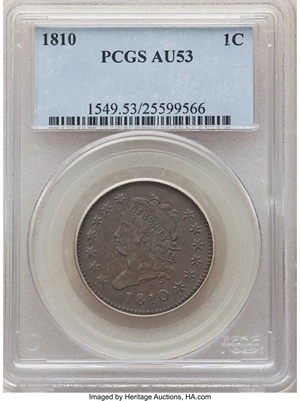 image for: 1810 1C S-285, B-2, R.2, AU53 PCGS....