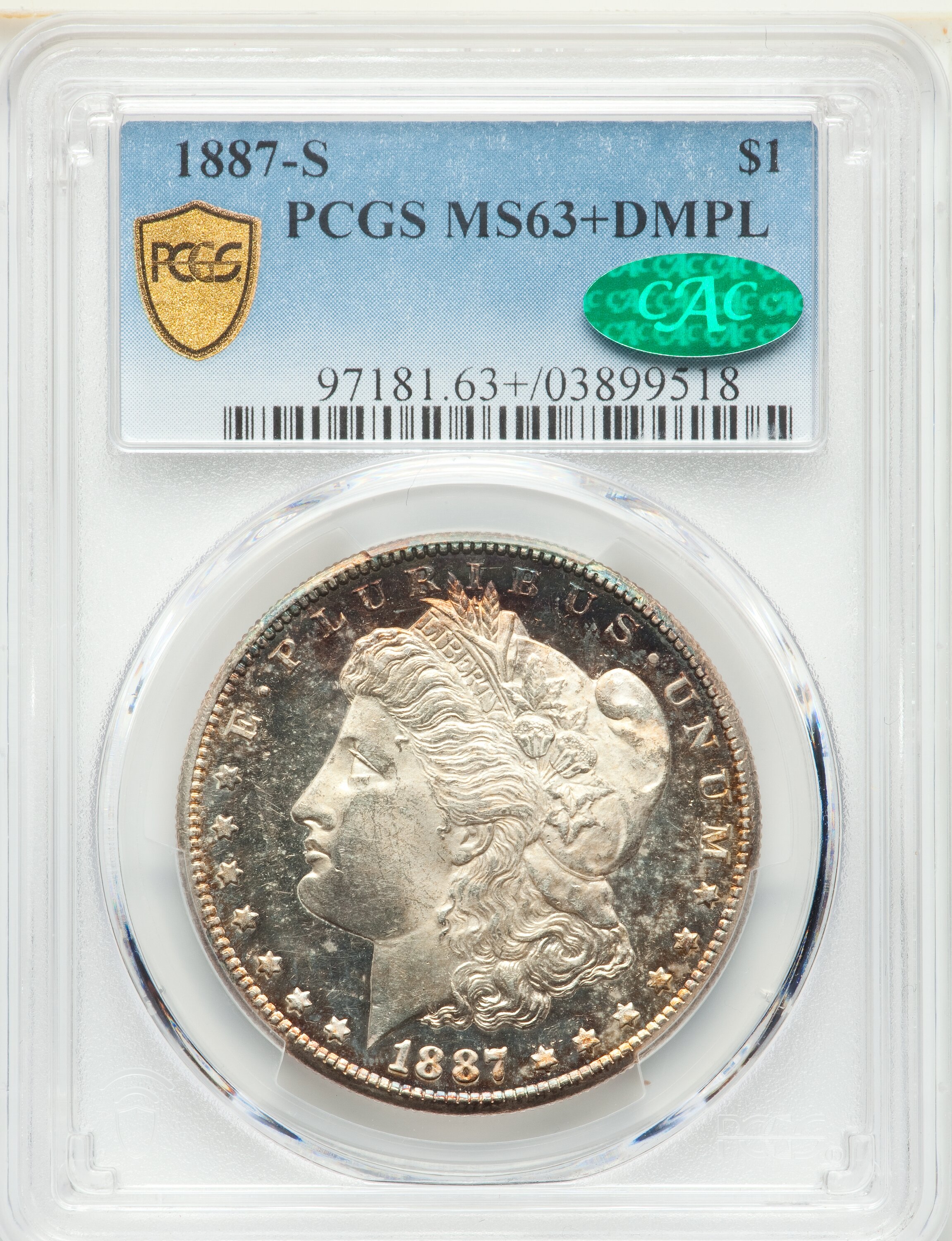 image for: 1887-S $1 MS63+ Deep Mirror Prooflike PCGS. CAC....