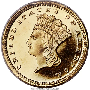 image for: 1863 G$1 PR66 Deep Cameo PCGS. JD-1, High R.6....
