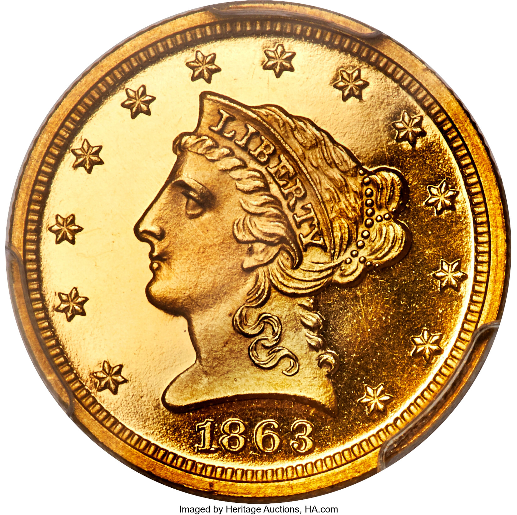 image for: 1863 $2 1/2 PR66 Deep Cameo PCGS. CAC. JD-1, R.6....