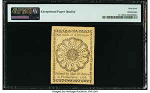 image for: Continental Currency February 17, 1776 $1/6 PMG Choice Uncirculated 64 EPQ....