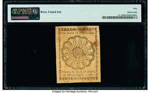image for: Continental Currency February 17, 1776 $1/6 PMG About Uncirculated 50 Net....