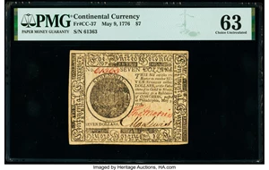 image for: Continental Currency May 9, 1776 $7 PMG Choice Uncirculated 63....