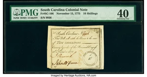 image for: South Carolina November 15, 1775 10s PMG Extremely Fine 40....