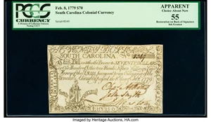image for: South Carolina February 8, 1779 $70 PCGS Apparent Choice About New 55....