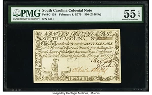 image for: South Carolina February 8, 1779 $90 PMG About Uncirculated 55 EPQ....