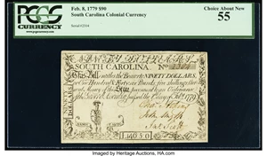 image for: South Carolina February 8, 1779 $90 PCGS Choice About New 55....