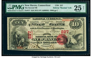 image for: New Haven, CT - $10 1875 Fr. 417 The Second National Bank Ch. # 227 PMG Very Fine 25 Net....