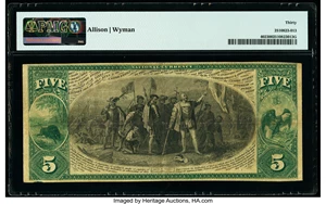 image for: Plymouth, IN - $5 1875 Fr. 402 The First National Bank of Marshall County Ch. # 2119 PMG Very Fine 30....