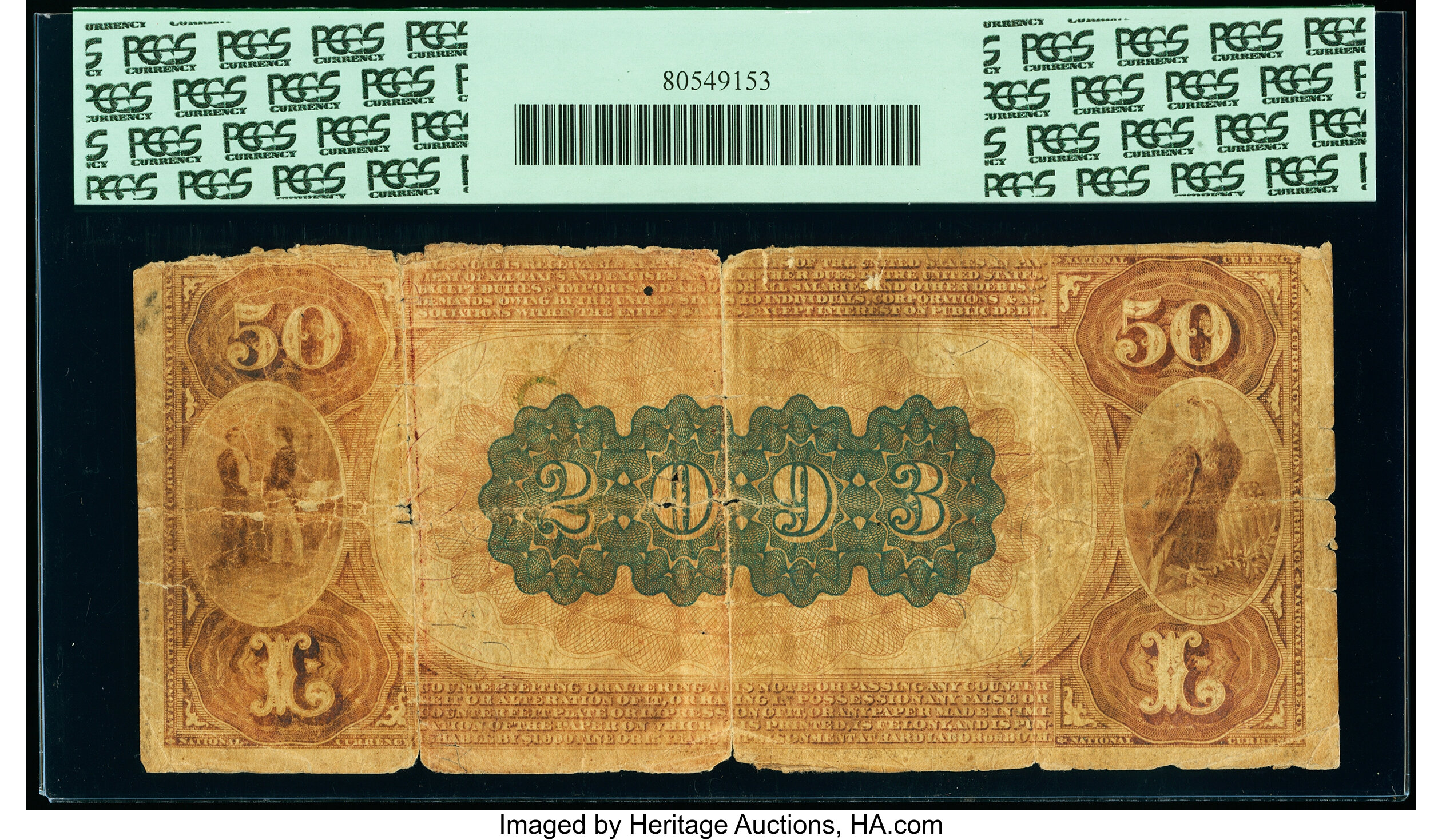 image for: Paducah, KY - $50 1882 Brown Back Fr. 513 The City National Bank Ch. # 2093 PCGS Apparent Fine 12....