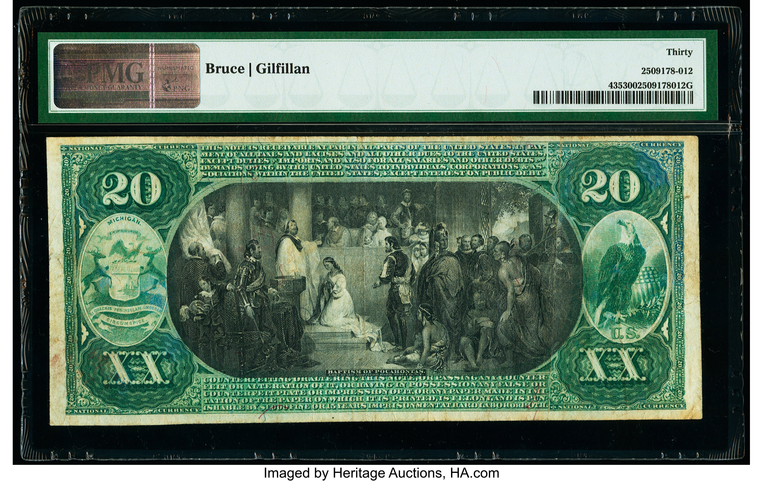 image for: Grand Rapids, MI - $20 1875 Fr. 435 The Fourth National Bank Ch. # 2611 PMG Very Fine 30....