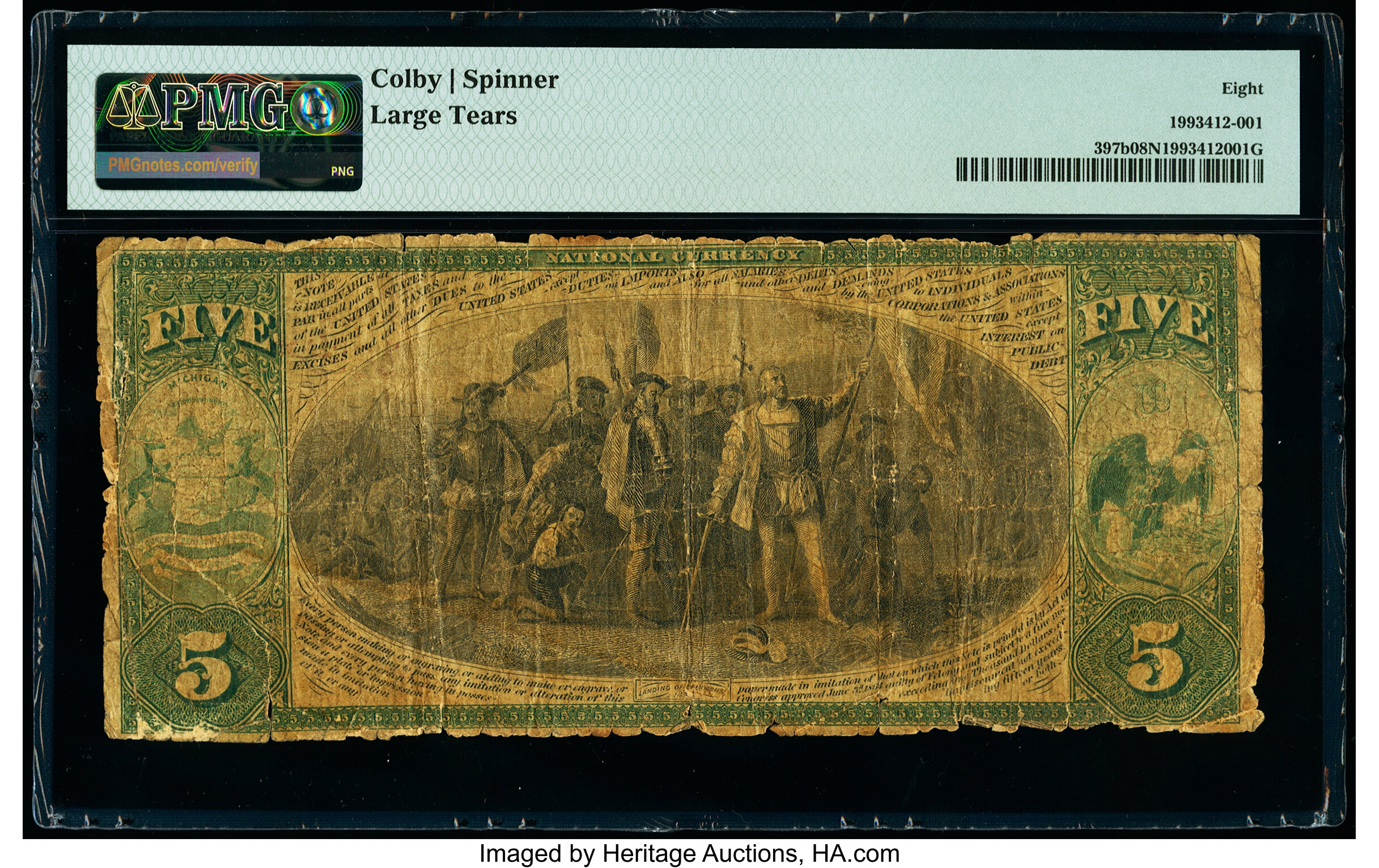 image for: Lowell, MI - $5 Original Fr. 397b The Lowell National Bank Ch. # 1280 PMG Very Good 8 Net....