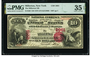 image for: Millerton, NY - $10 1875 Fr. 420 The Millerton National Bank Ch. # 2661 PMG Choice Very Fine 35 EPQ....