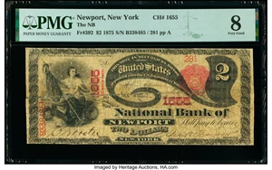 image for: Newport, NY - $2 1875 Fr. 392 The National Bank of Newport Ch. # 1655 PMG Very Good 8....