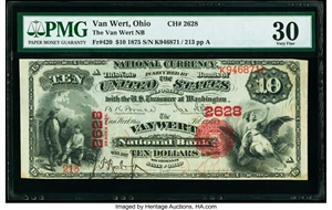 image for: Van Wert, OH - $10 1875 Fr. 420 The Van Wert National Bank Ch. # 2628 PMG Very Fine 30....