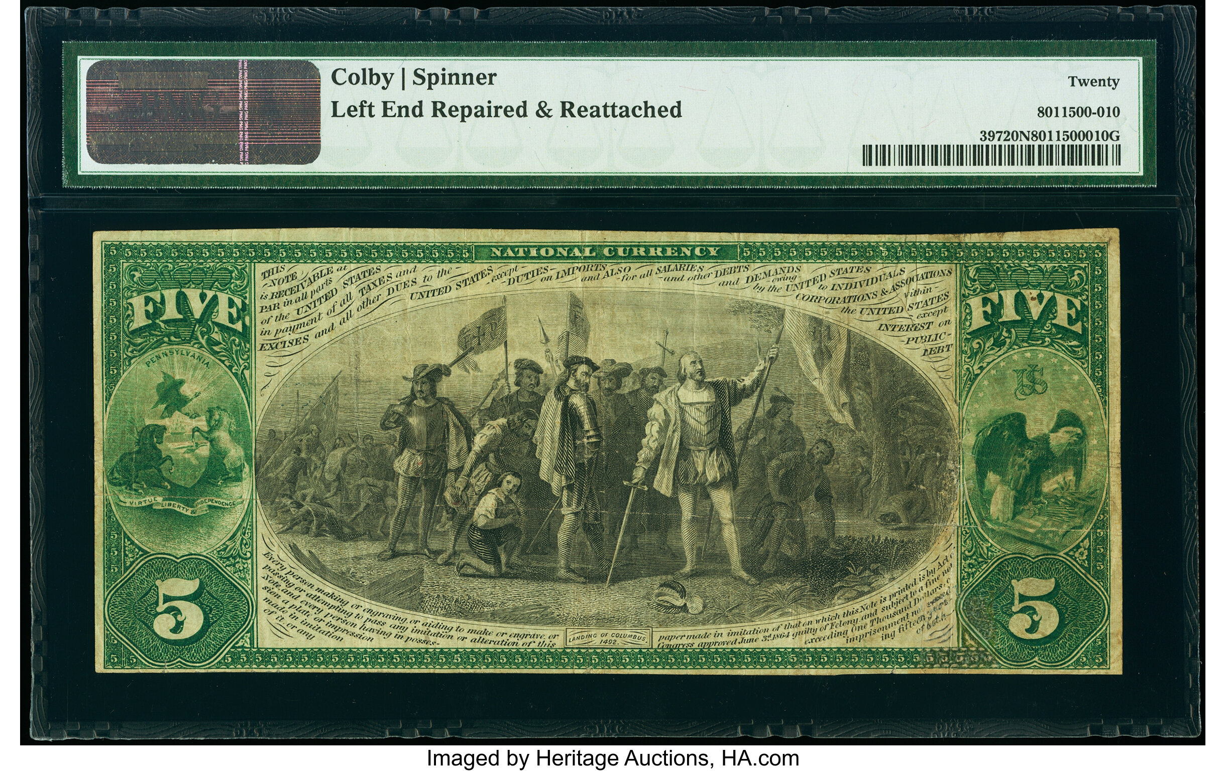 image for: Corry, PA - $5 Original Fr. 397 The First National Bank Ch. # 605 PMG Very Fine 20 Net....