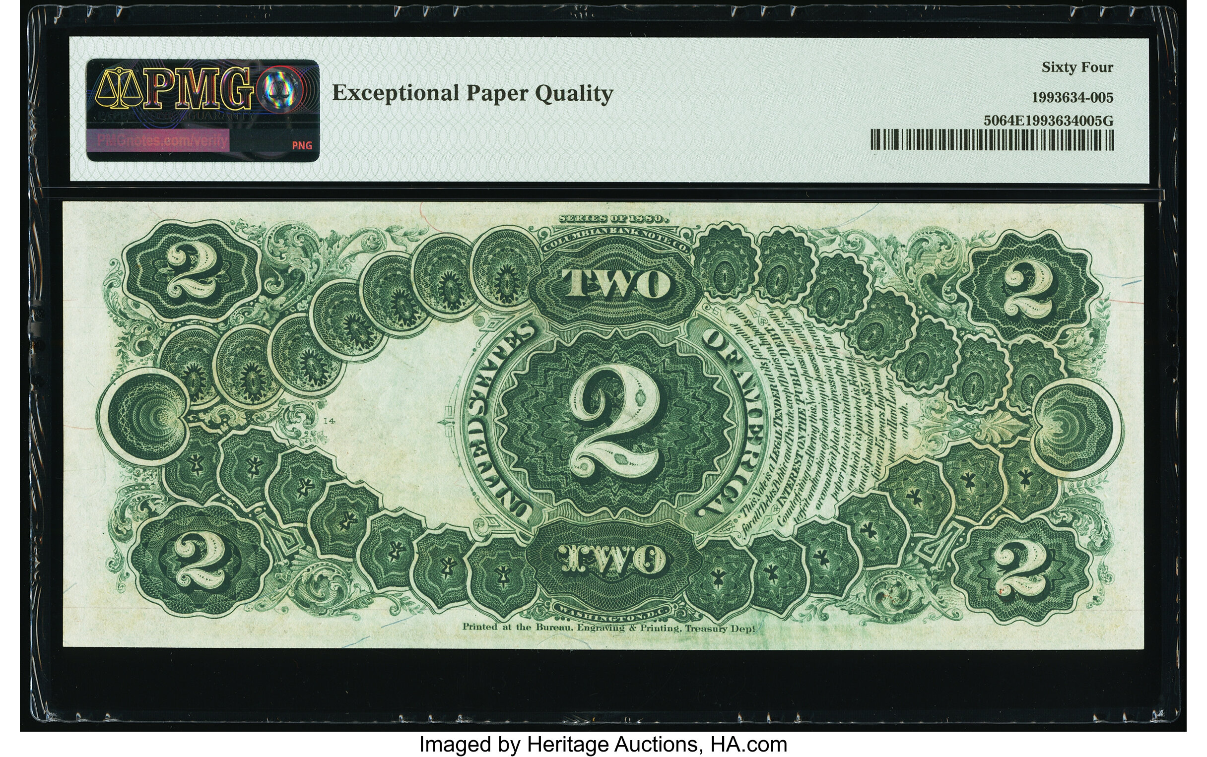 image for: Fr. 50 $2 1880 Legal Tender PMG Choice Uncirculated 64 EPQ....
