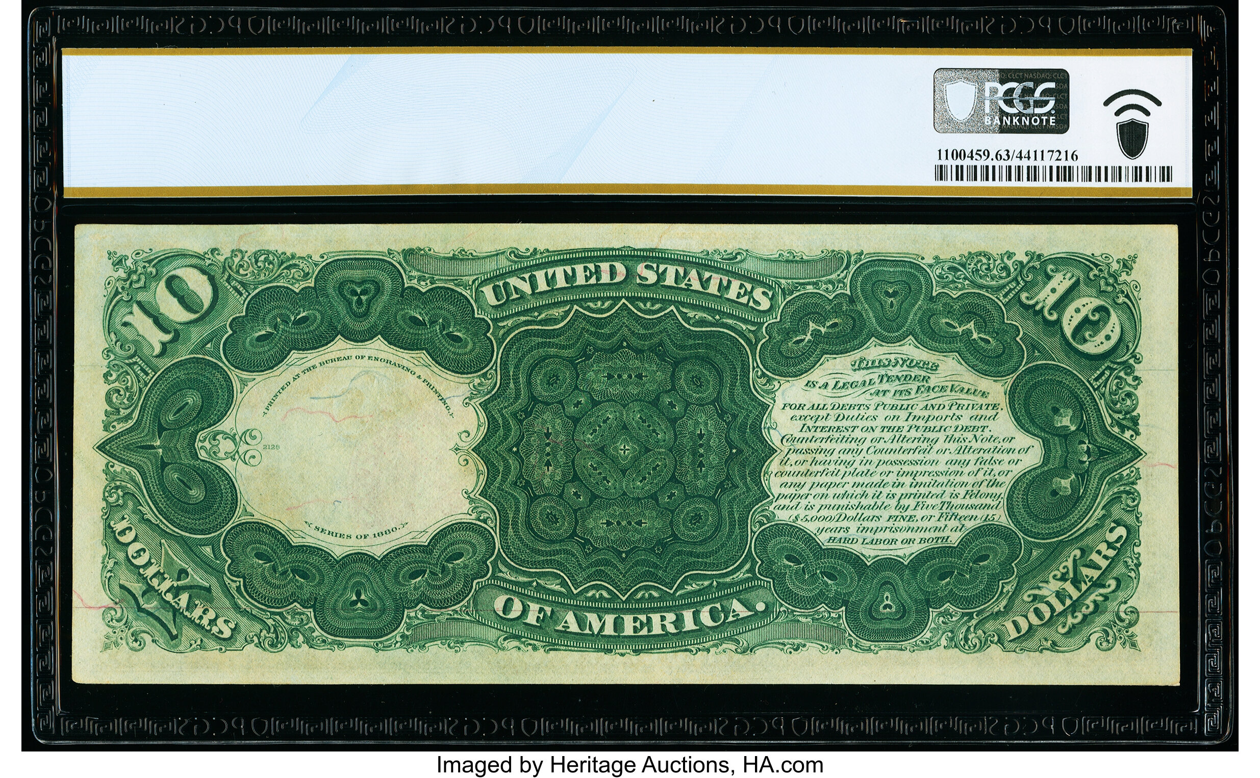 image for: Fr. 105 $10 1880 Legal Tender PCGS Banknote Choice Unc 63 PPQ....