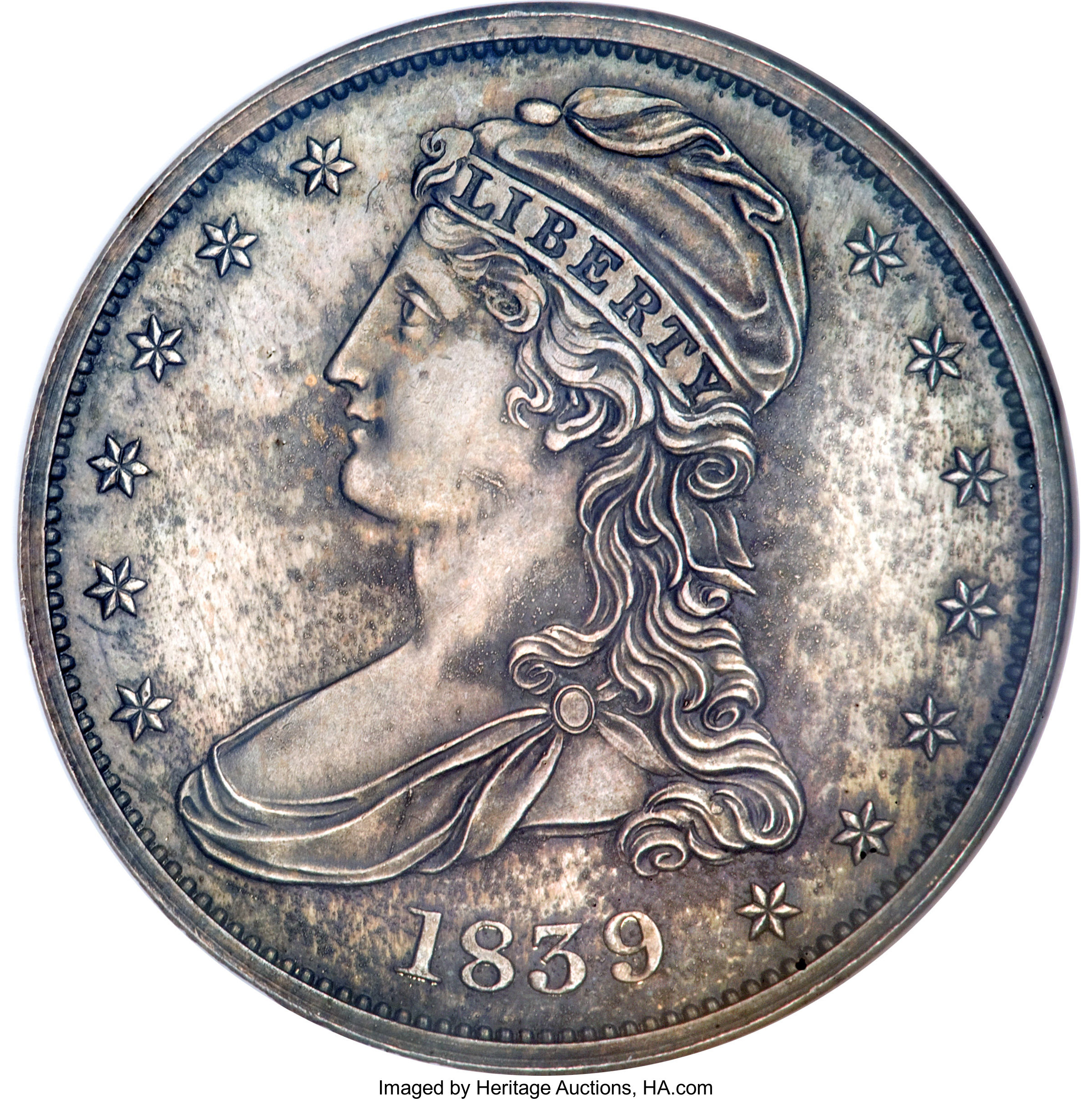 image for: 1839 P50C Capped Bust Half Dollar, Judd-100 Restrike, Pollock-110, R.8, PR63 NGC....