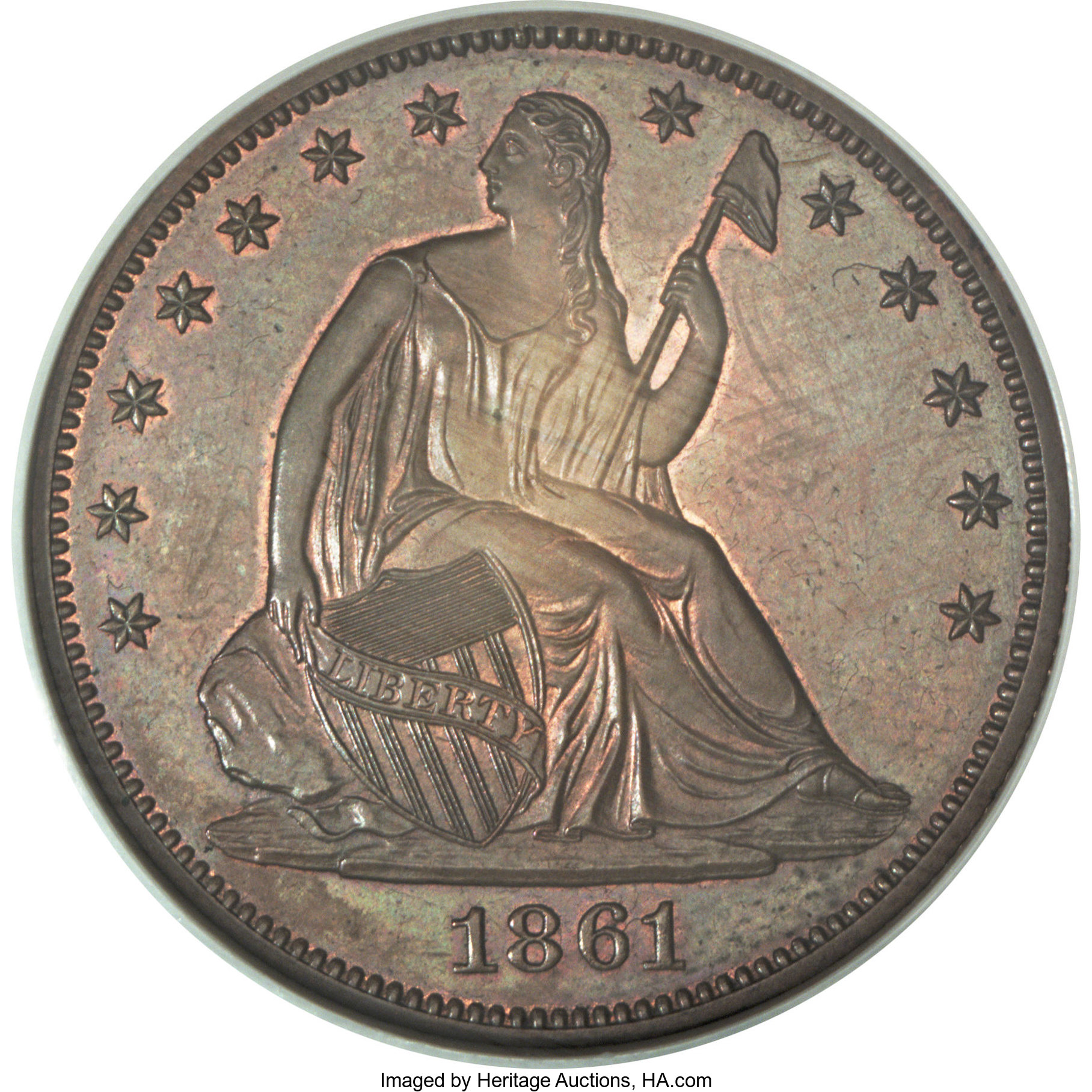 image for: 1861 P50C Half Dollar, Judd-280, Pollock-331, Low R.7, PR66 Brown NGC....