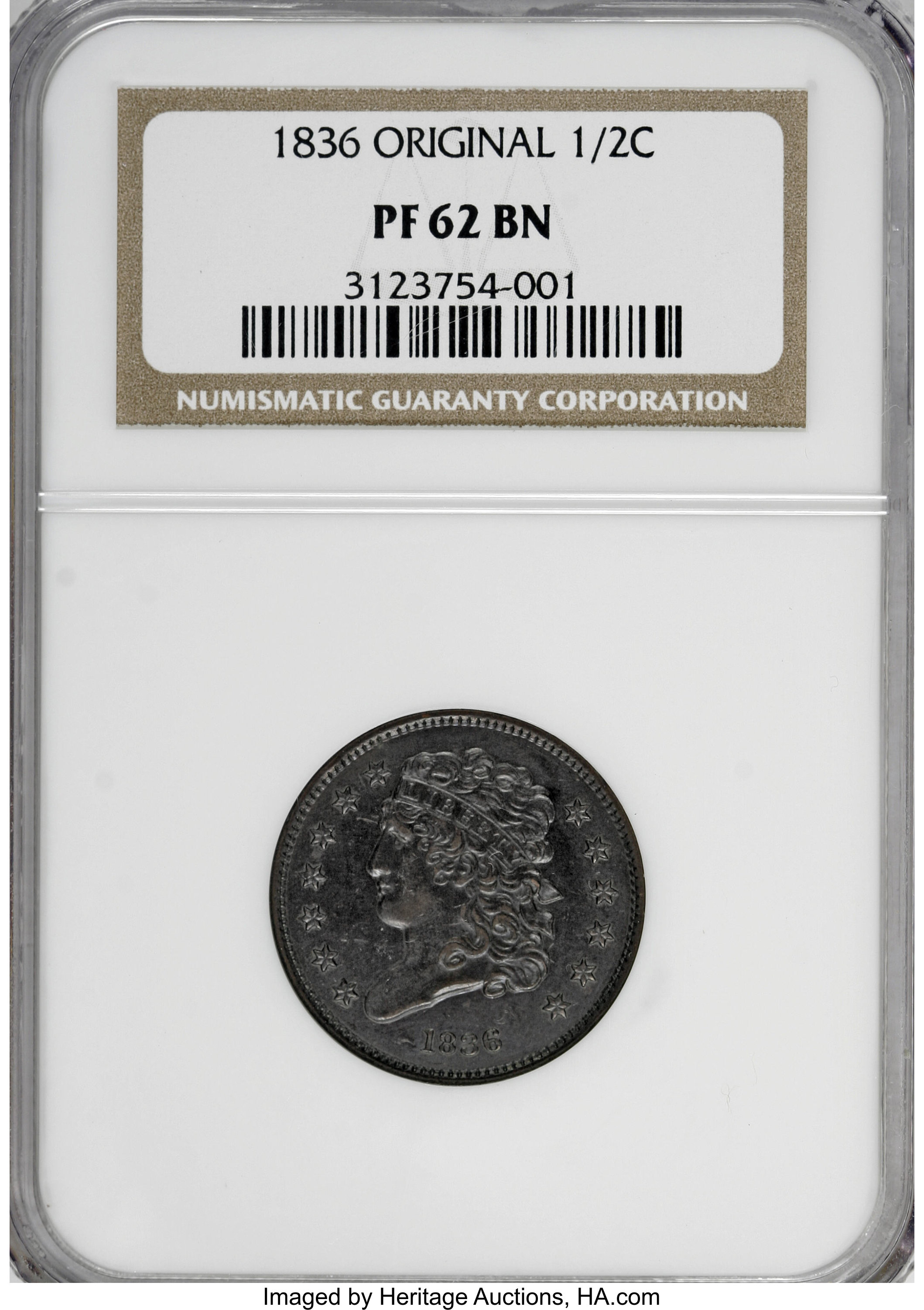 1836 1/2c Original PR BN PR64 BN CAC thumbnail 22