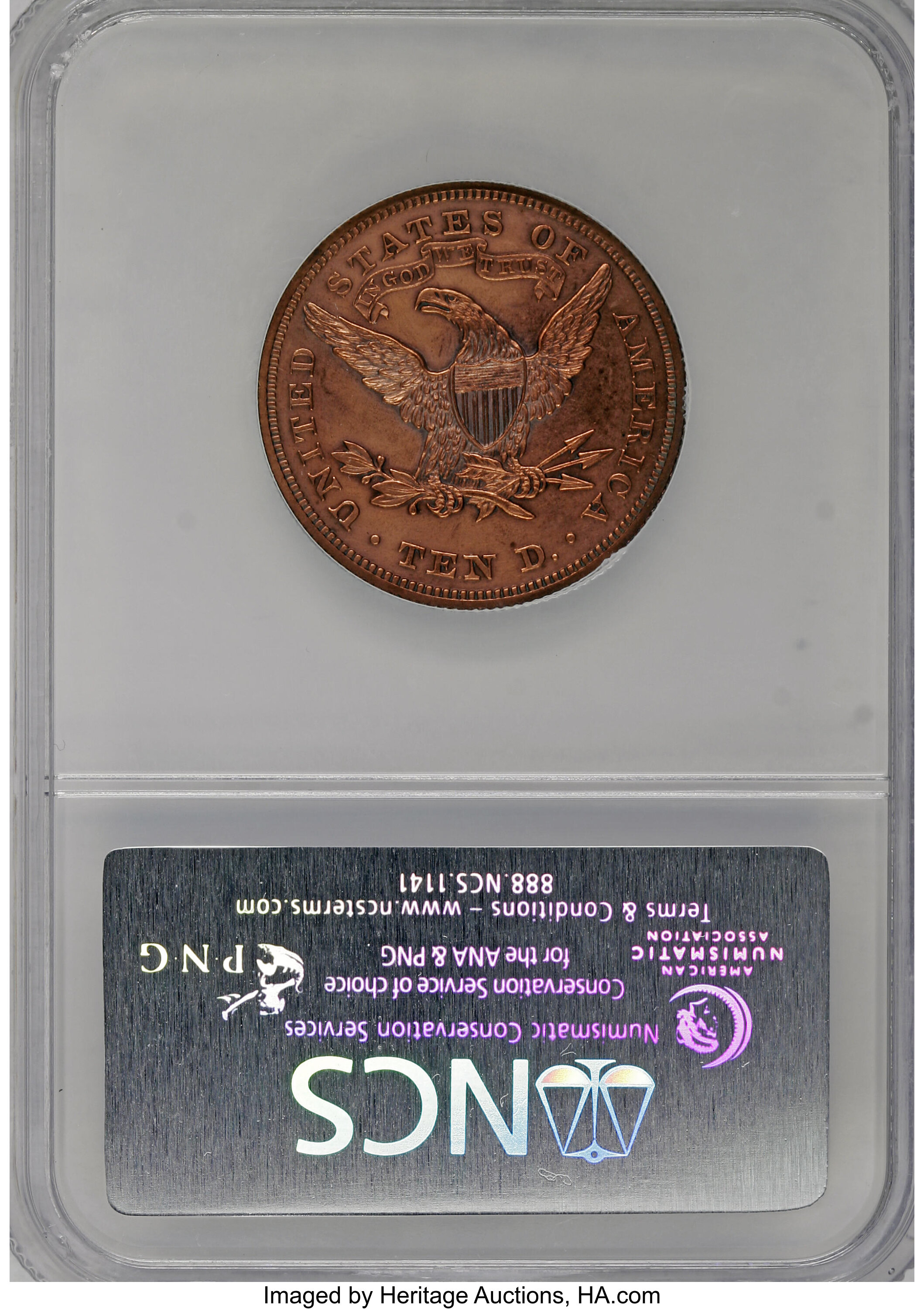 image for: 1865 $10 Ten Dollar, Judd-450, Pollock-522, High R.6--Improperly Cleaned--NCS. Proof....