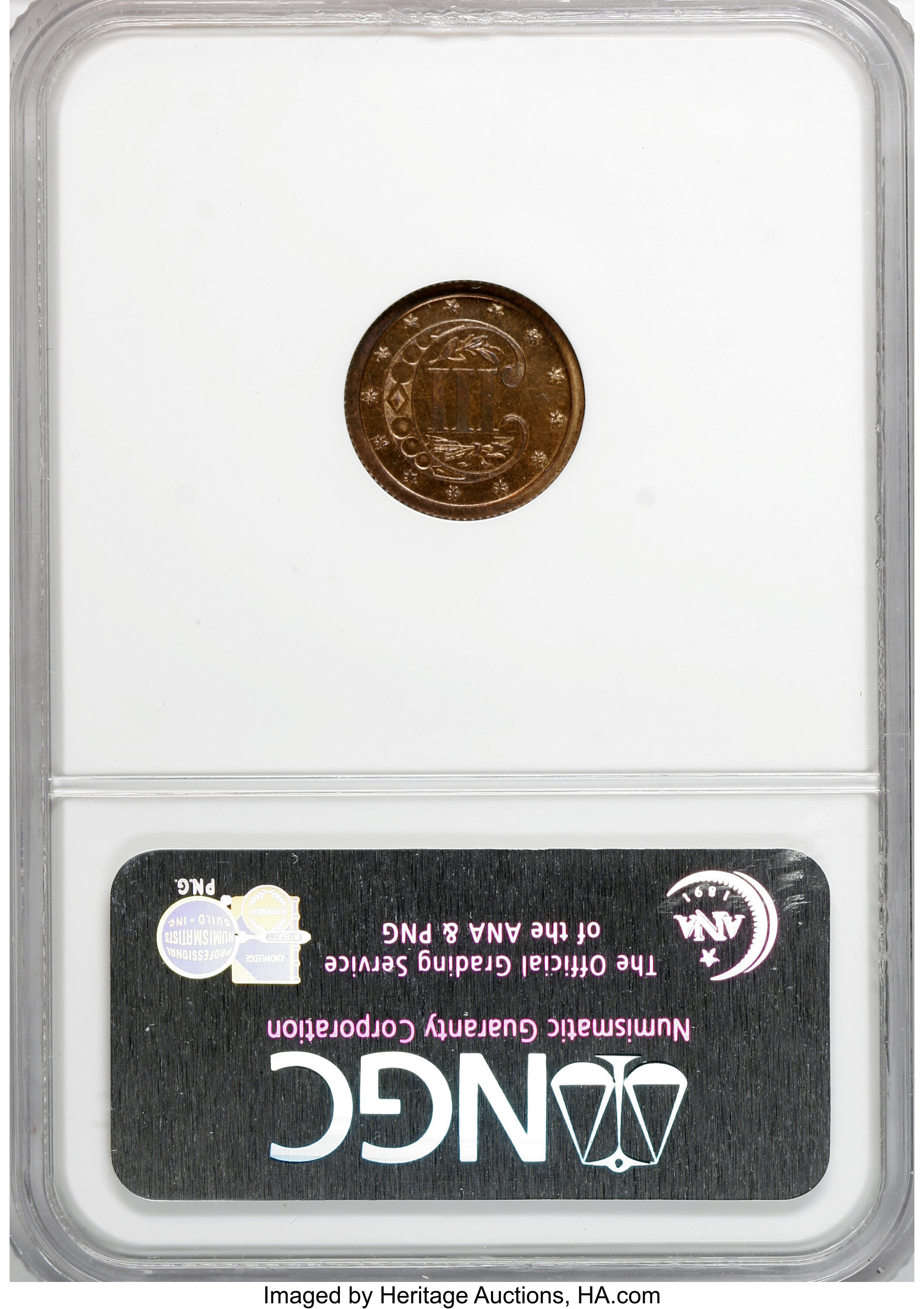 image for: 1870 3C Three Cent Silver, Judd-799, Pollock-886, Low R.7, PR67 Red and Brown NGC....