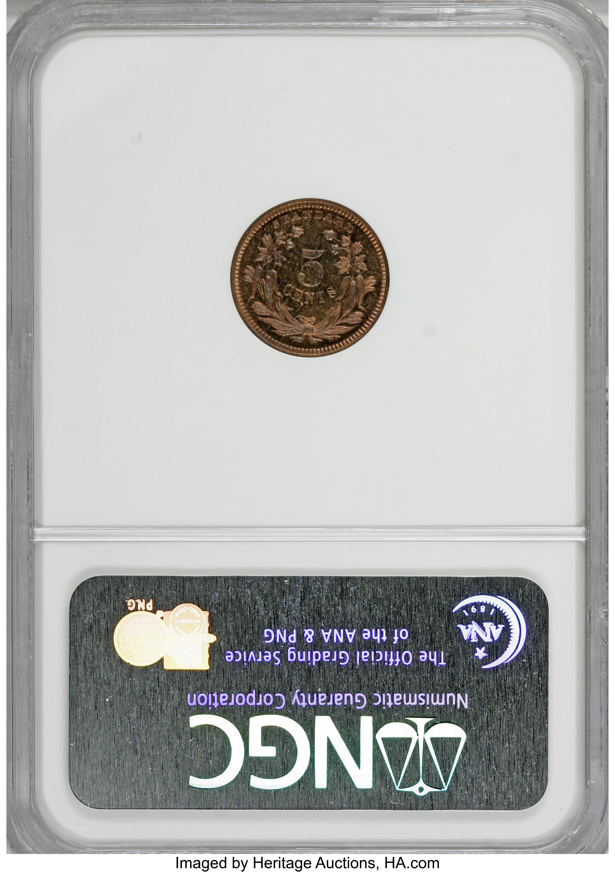 image for: 1870 H10C Standard Silver Half Dime, Judd-811, Pollock-899, Low R.7, PR65 Red and Brown NGC....