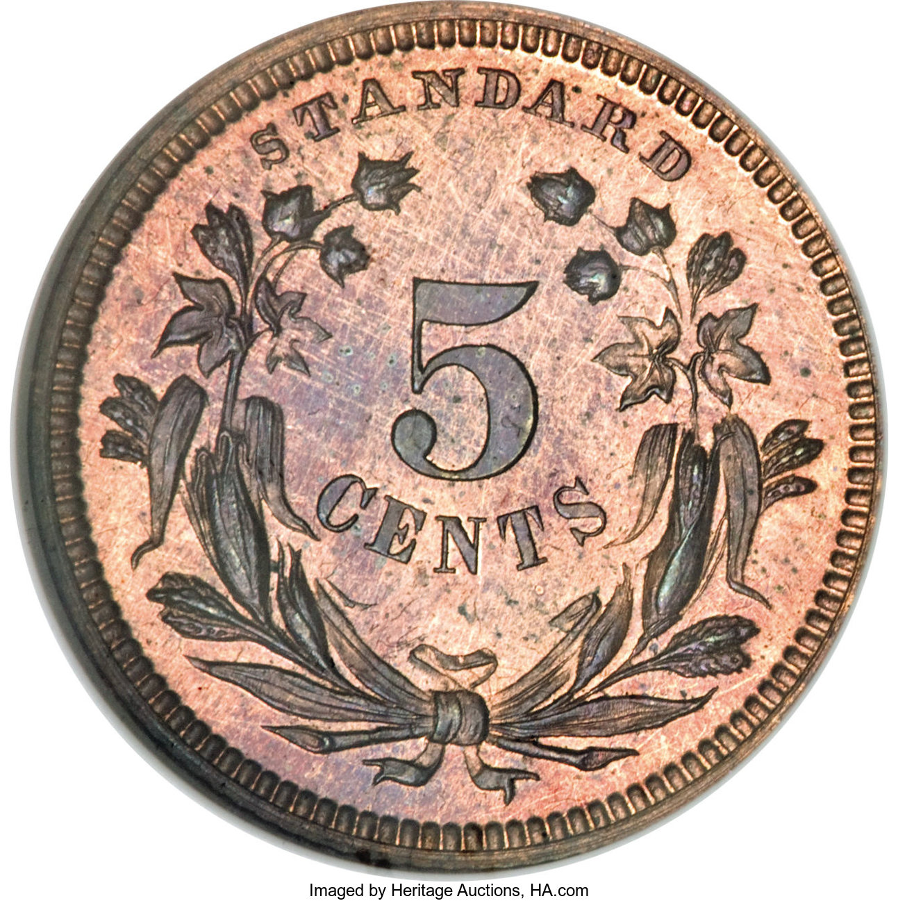 image for: 1870 H10C Standard Silver Half Dime, Judd-811, Pollock-899, Low R.7, PR65 Red and Brown NGC....