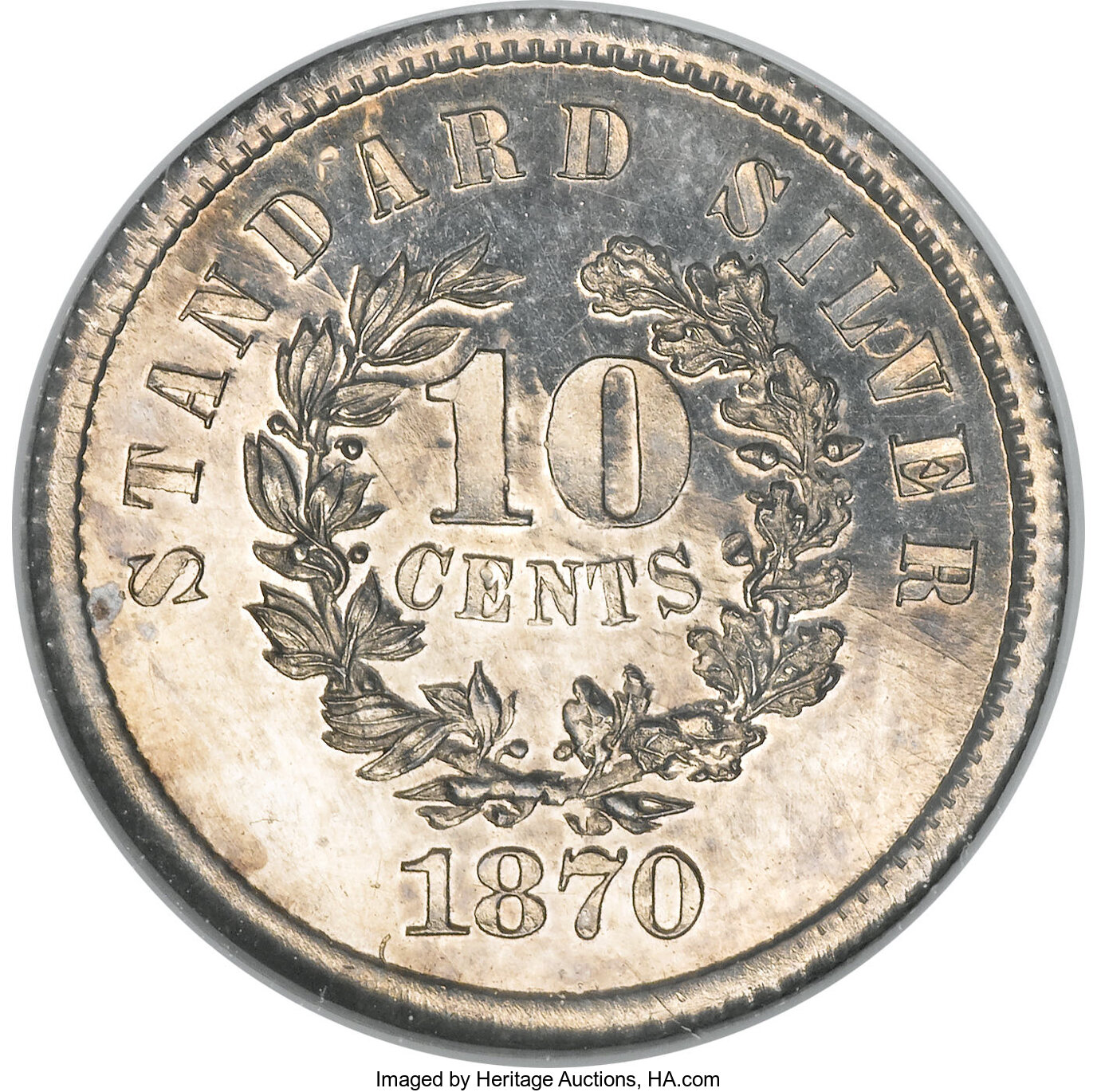 image for: 1870 10C Standard Silver Ten Cents, Judd-855, Pollock-935, High R.6, PR64 NGC....